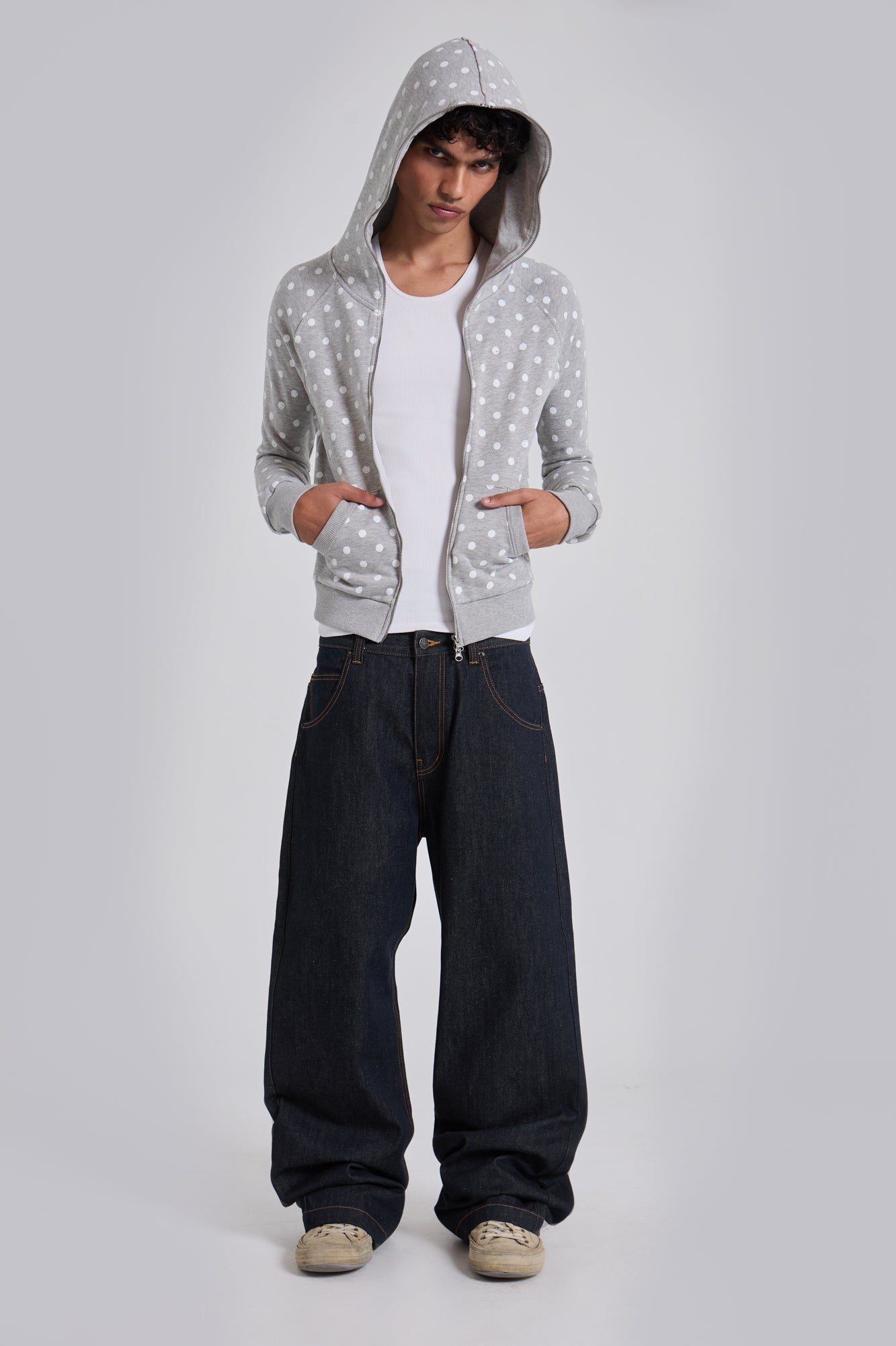 Grey Polkadot Hoodie