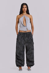 Charcoal Leopard Parachute Pants