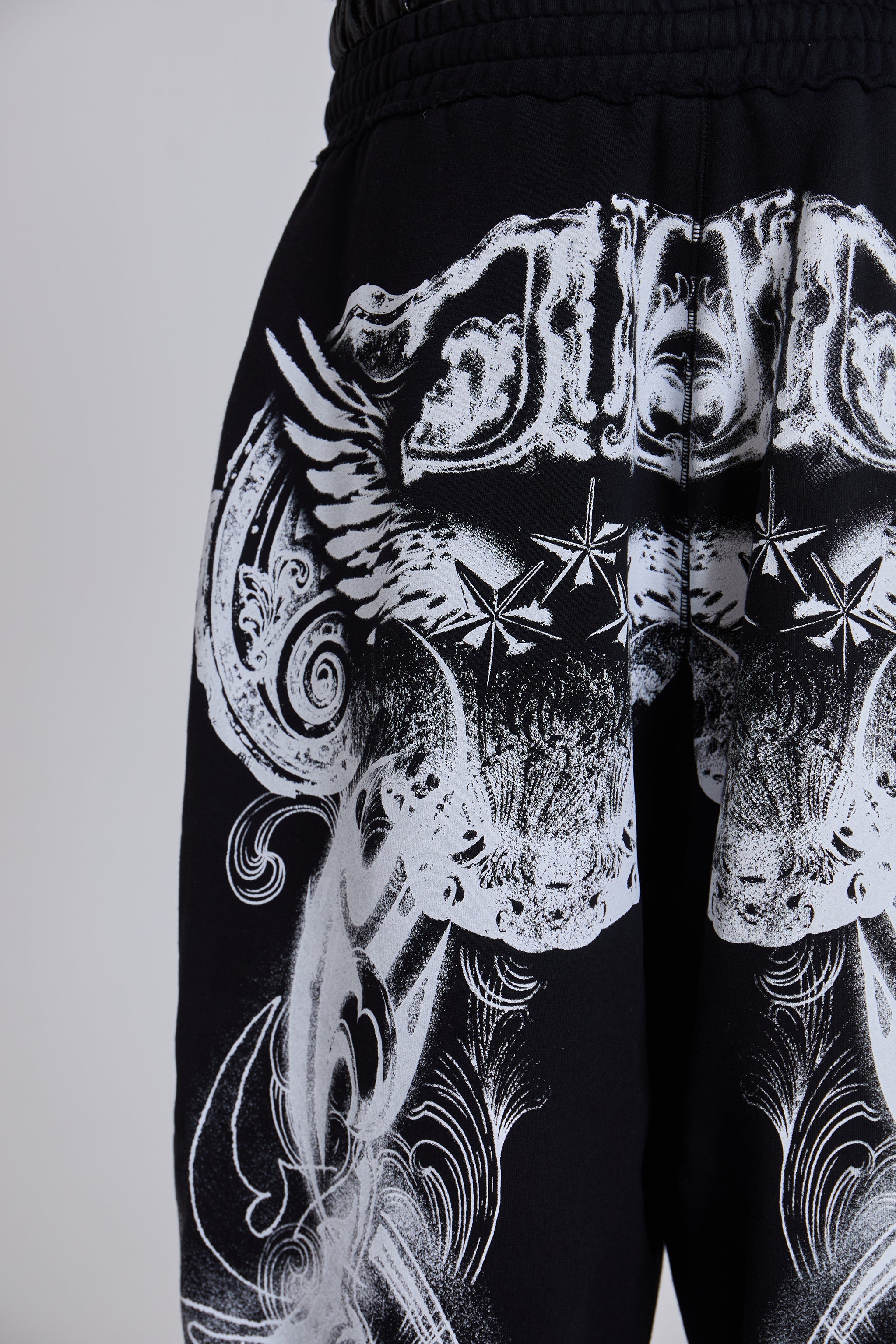 Black Gothic Print Baggy Monster Joggers