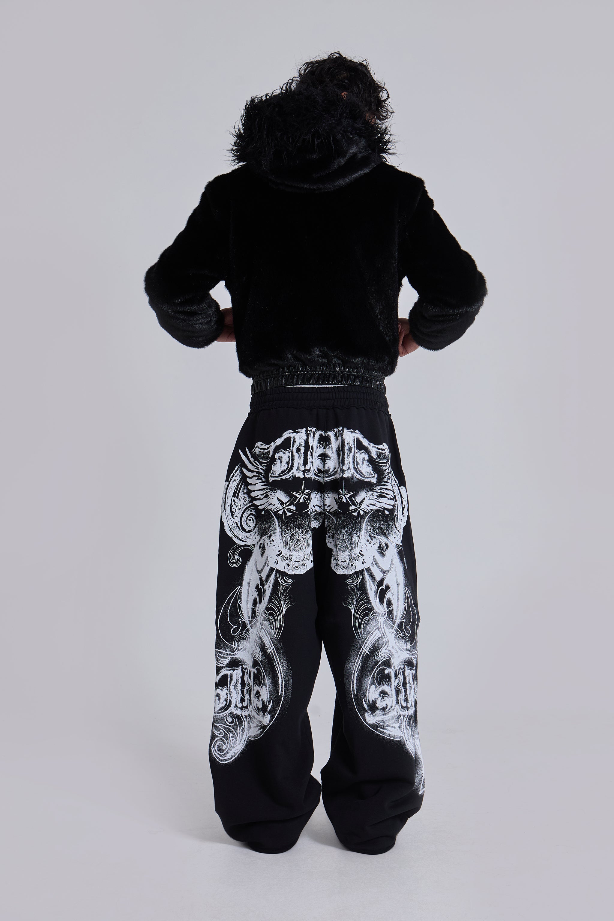 Black Gothic Print Baggy Monster Joggers