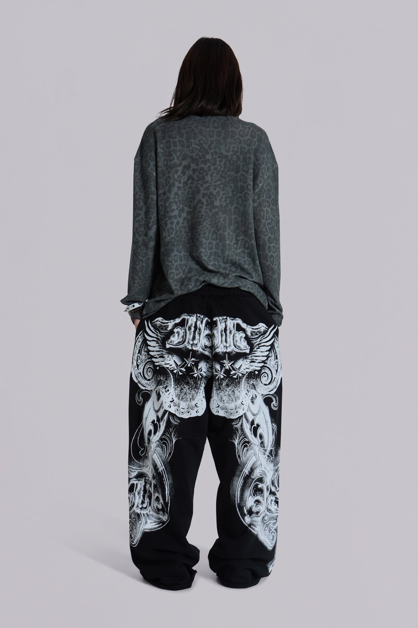 Black Gothic Print Baggy Monster Joggers