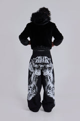 Black Gothic Print Baggy Monster Joggers