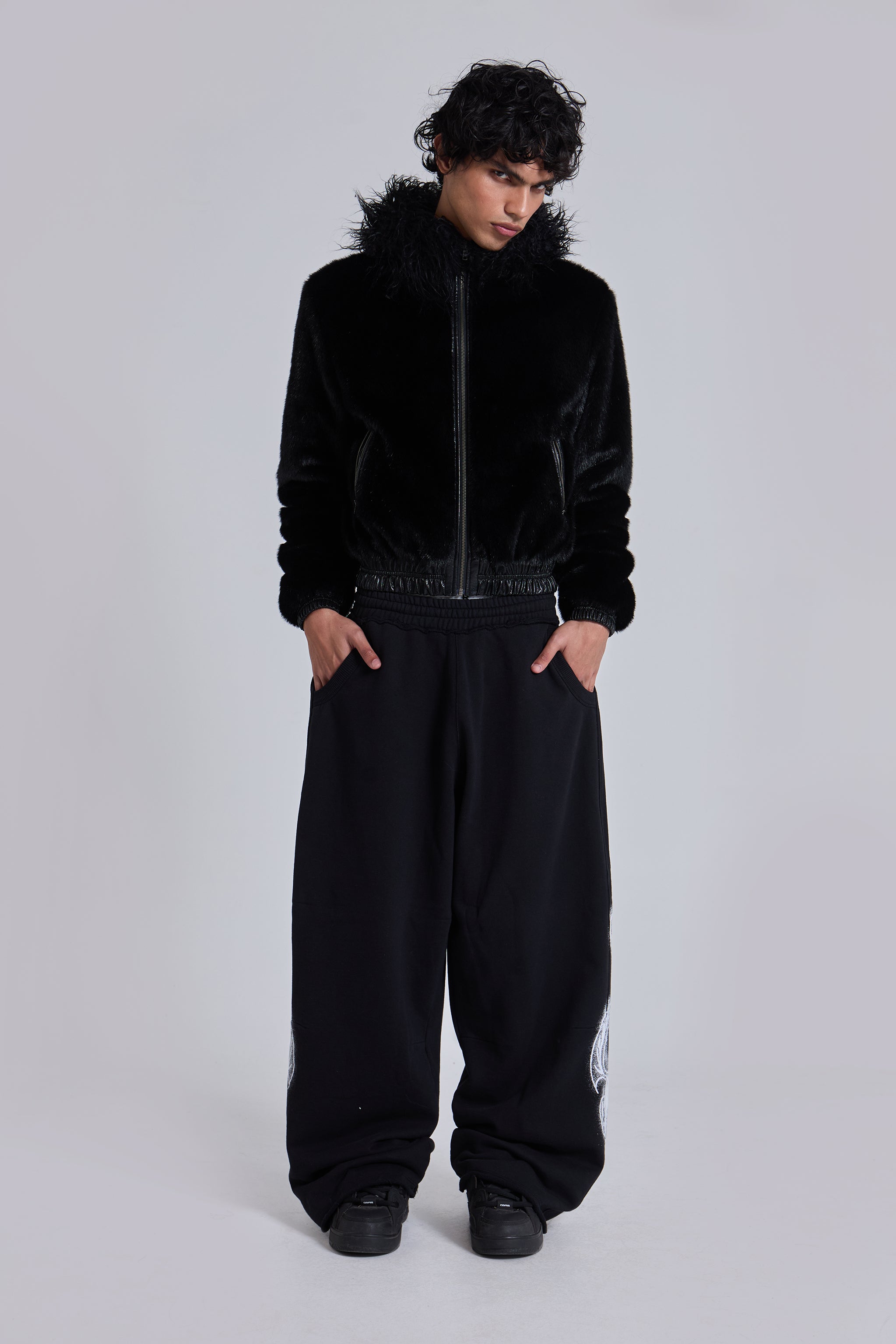 Black Gothic Print Baggy Monster Joggers