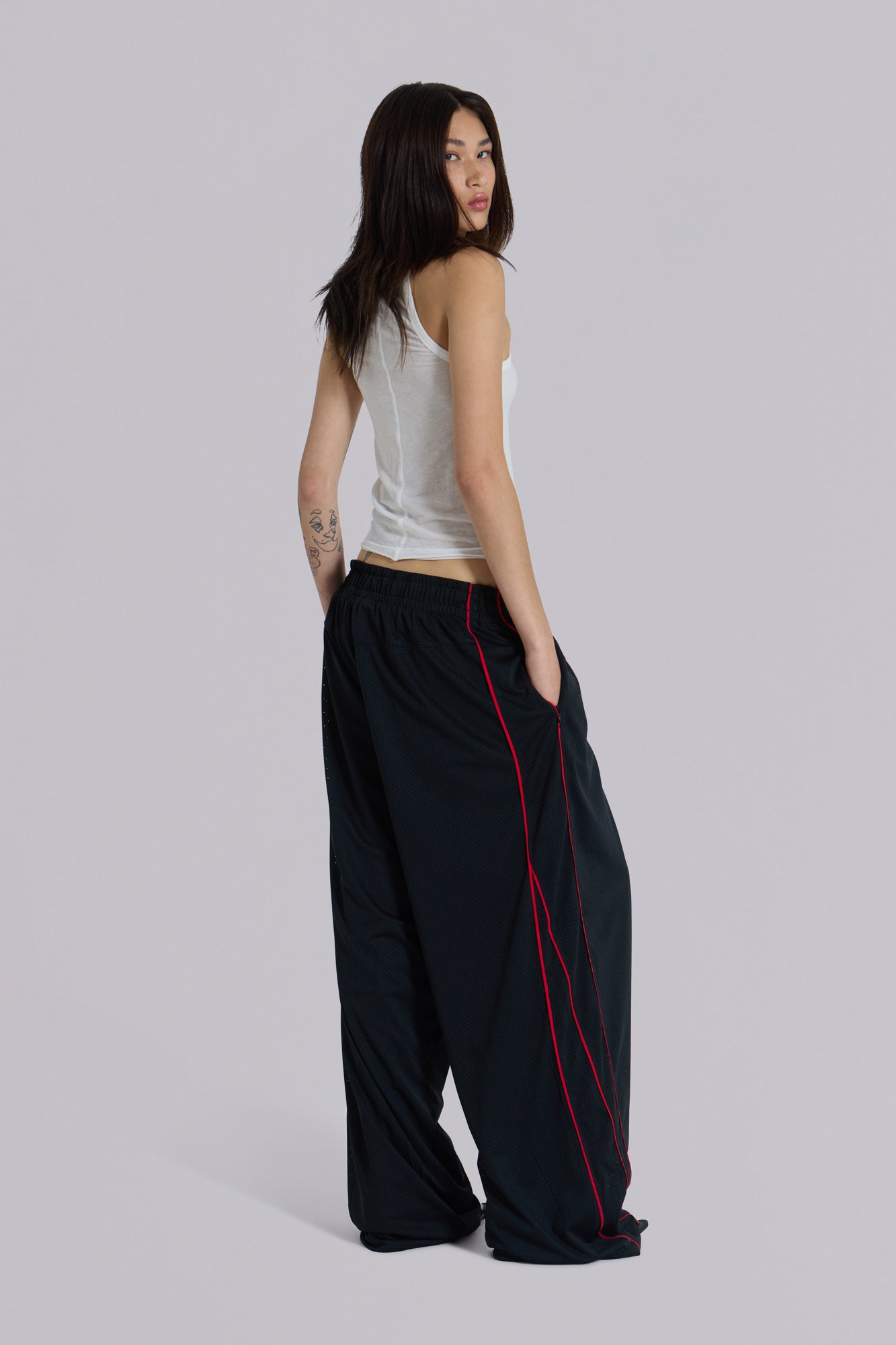 Black Mesh Vapor Tracksuit Bottoms