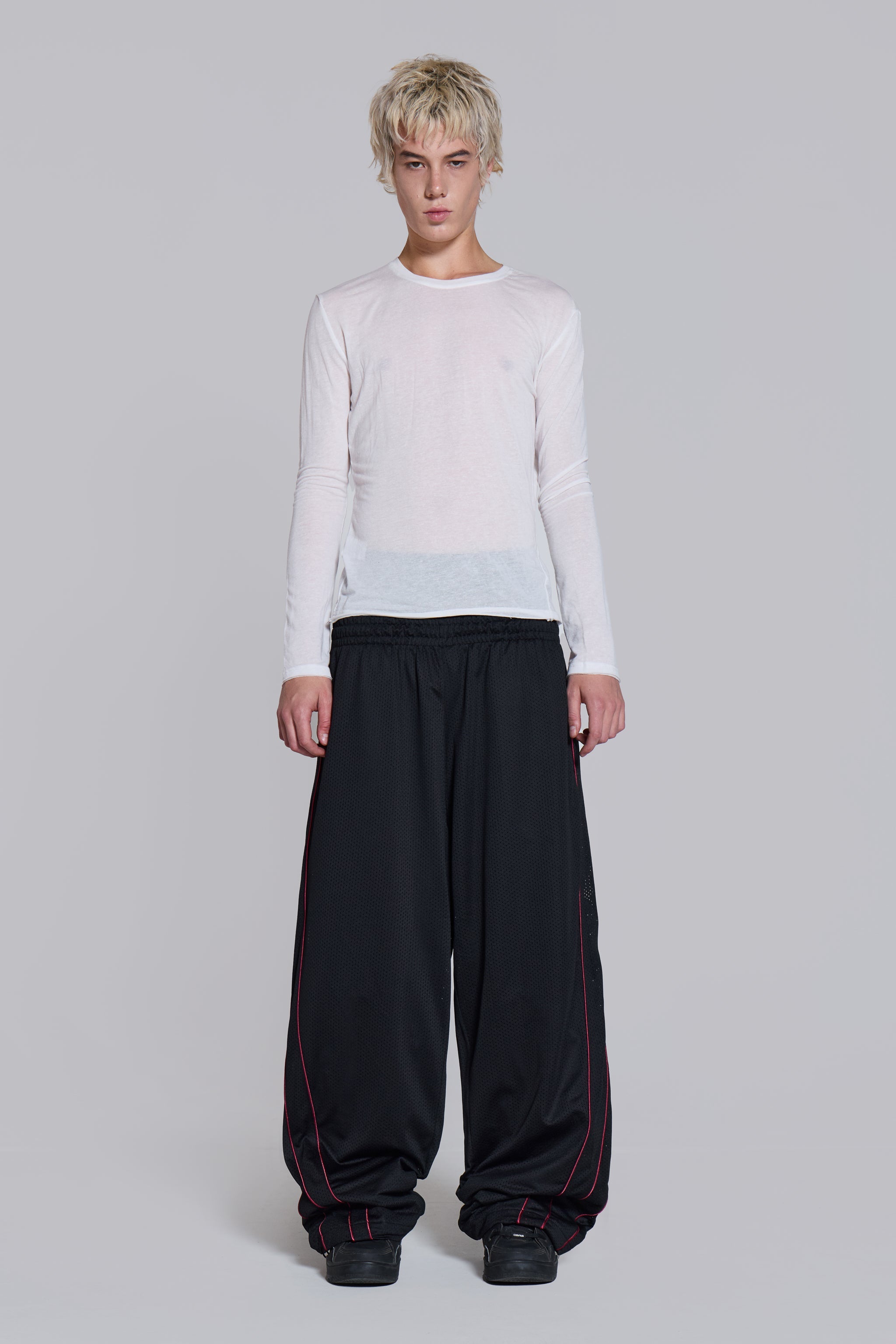 Black Mesh Vapor Tracksuit Bottoms