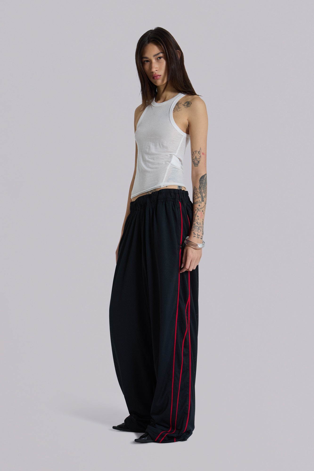 Black Mesh Vapor Tracksuit Bottoms