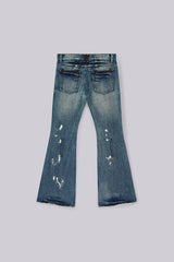 Vintage Blue Feather Drift Flared Jeans