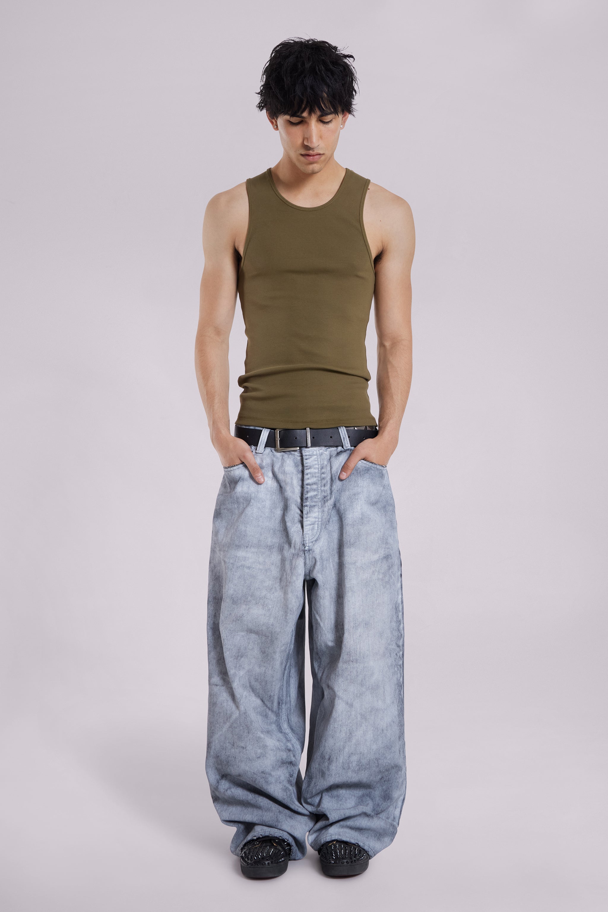 Khaki Rib Full Length Vest