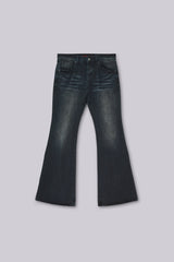 Indigo Creased Drift Flared Jeans