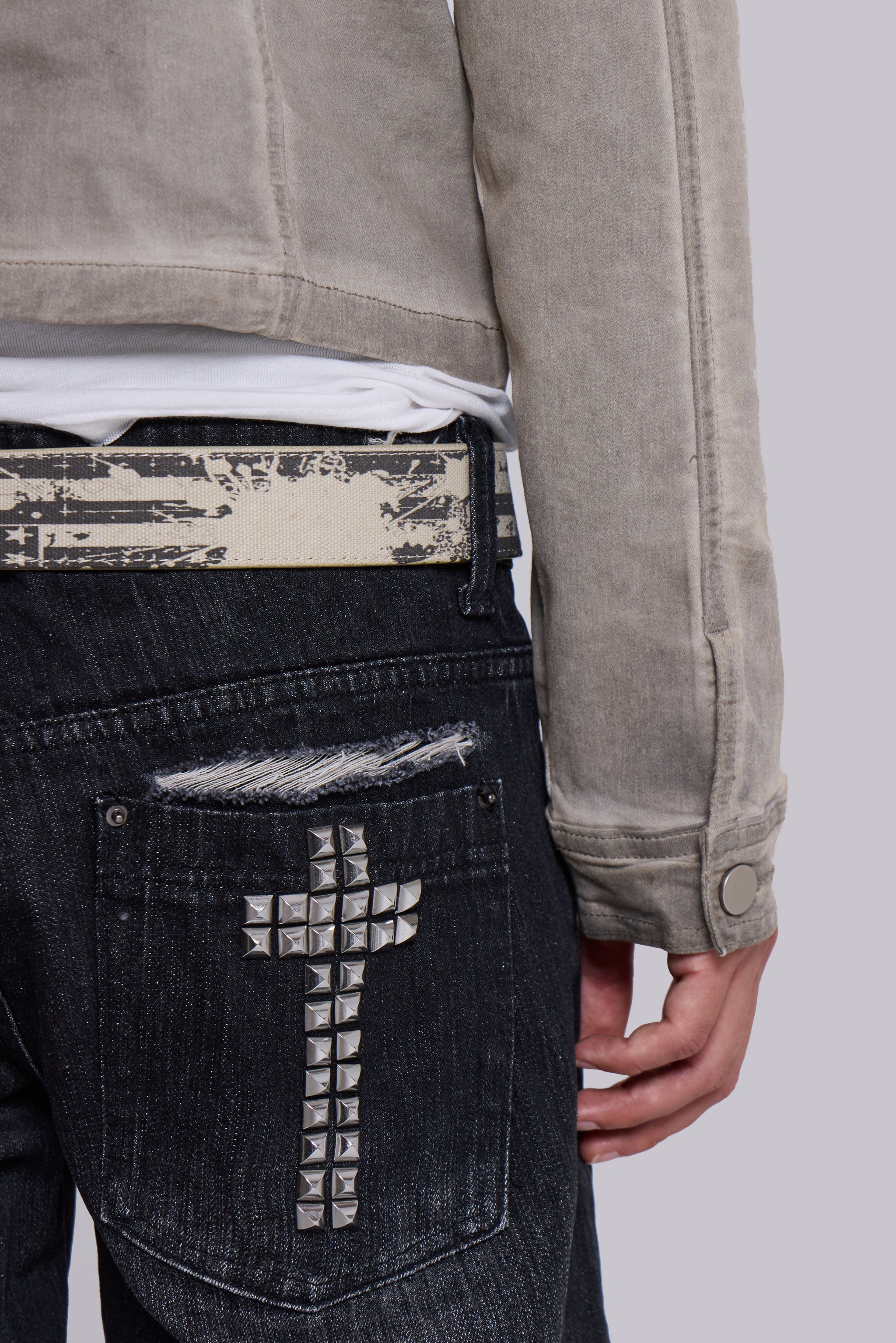 Black Cross Stud Drift Jeans
