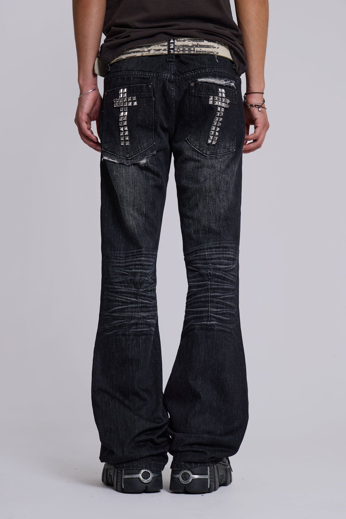 Black Cross Stud Drift Jeans