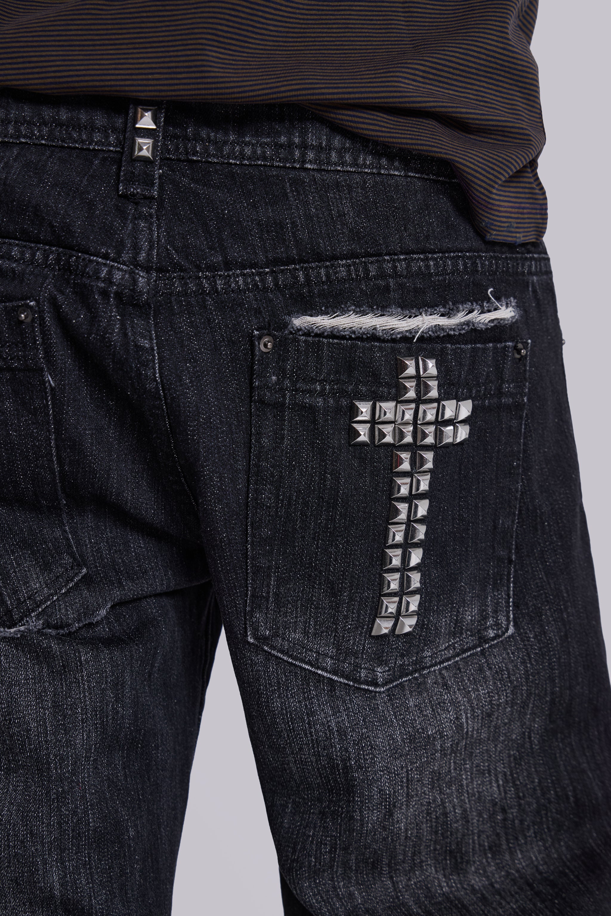 Black Cross Stud Drift Jeans