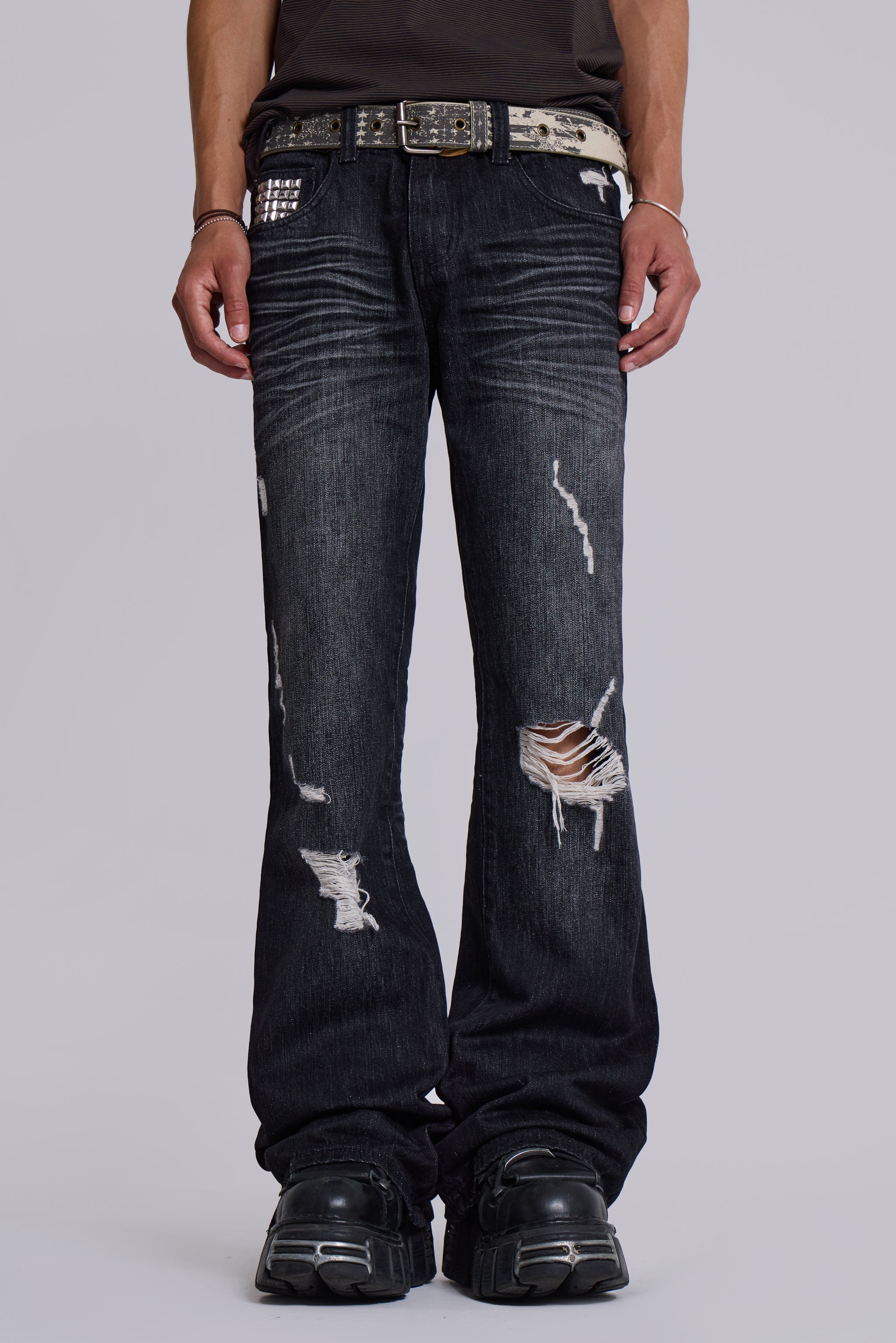 Black Cross Stud Drift Jeans