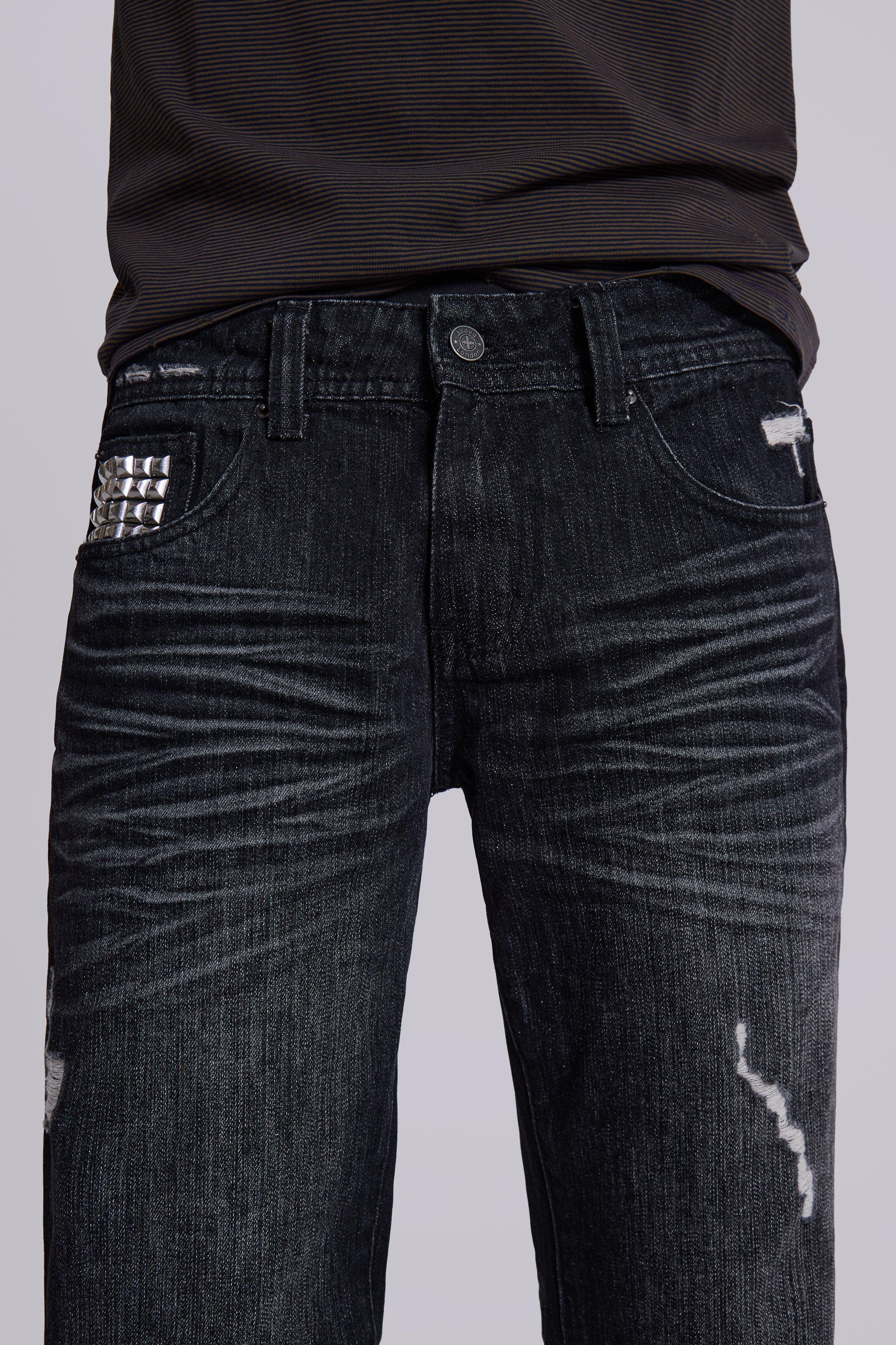 Black Cross Stud Drift Jeans