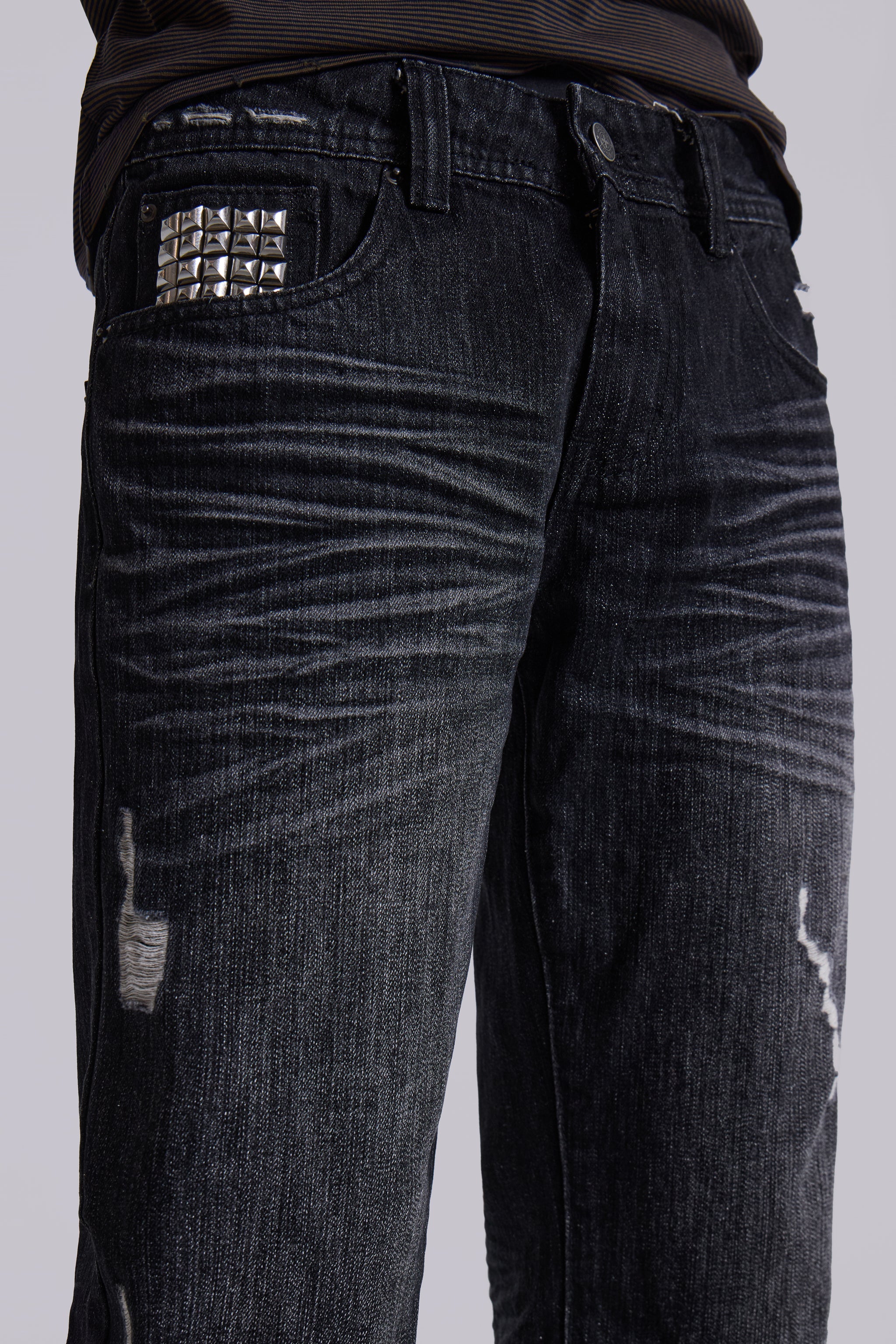 Black Cross Stud Drift Jeans