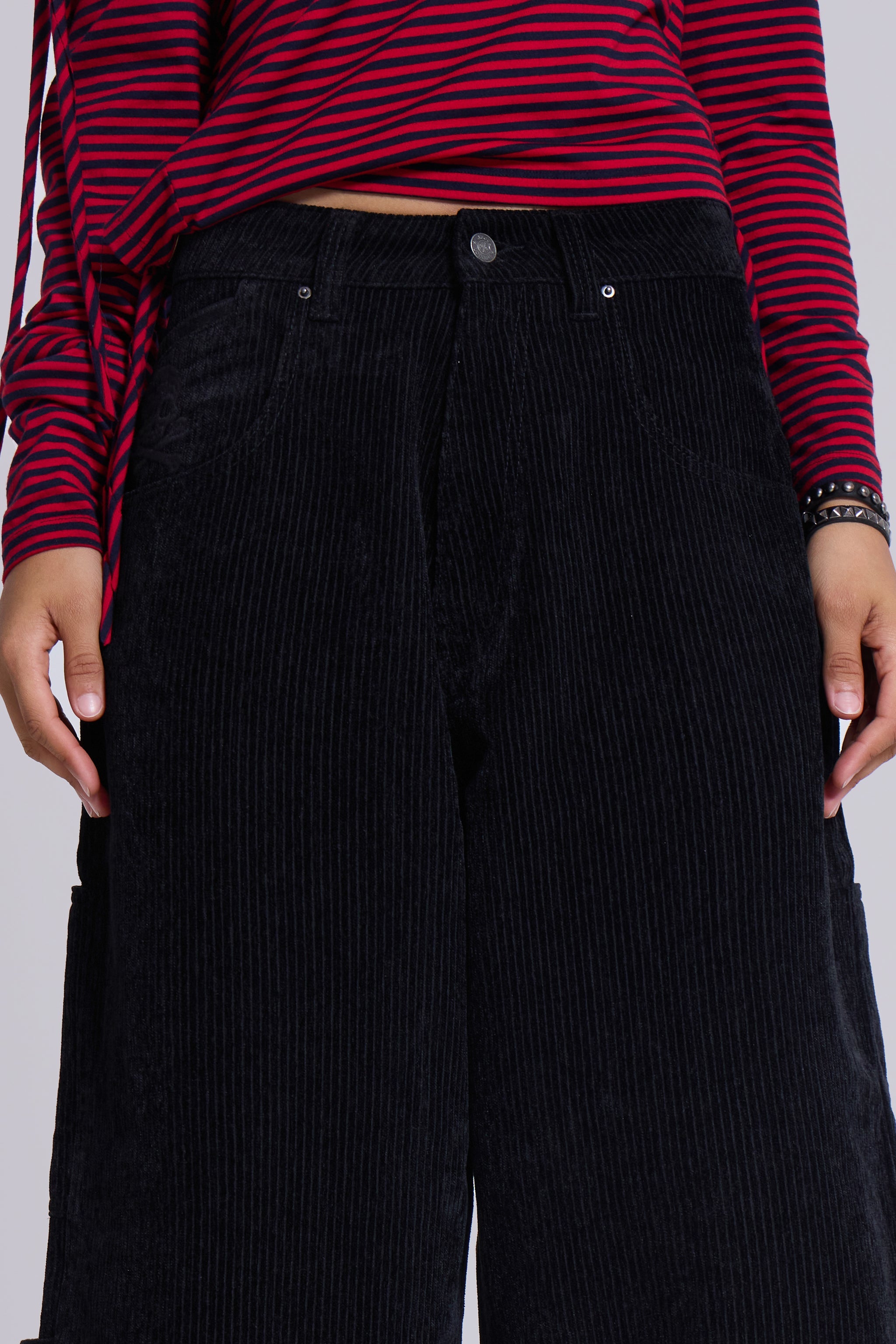 Black Skull Cord Colossus Jeans