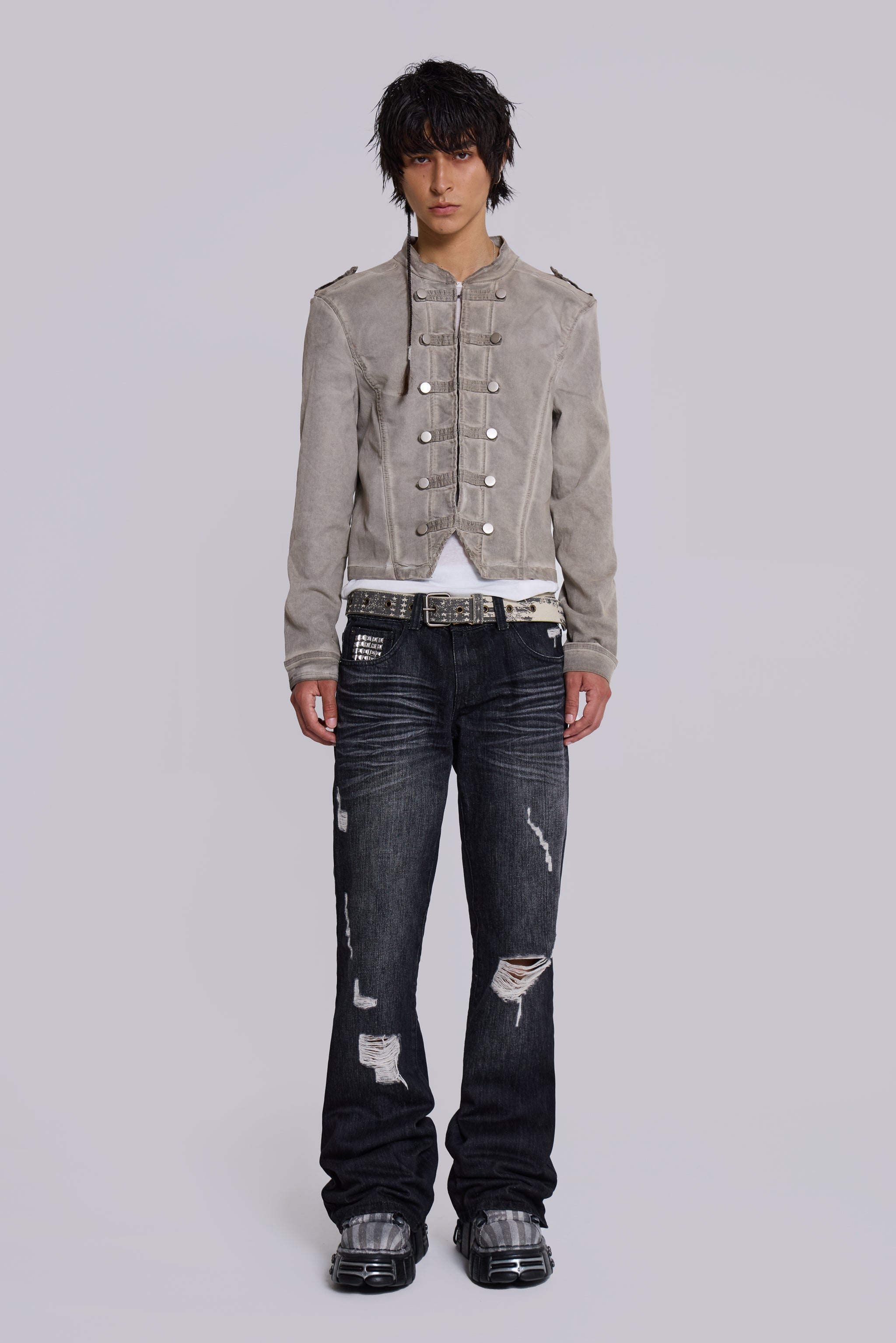 Black Cross Stud Drift Jeans