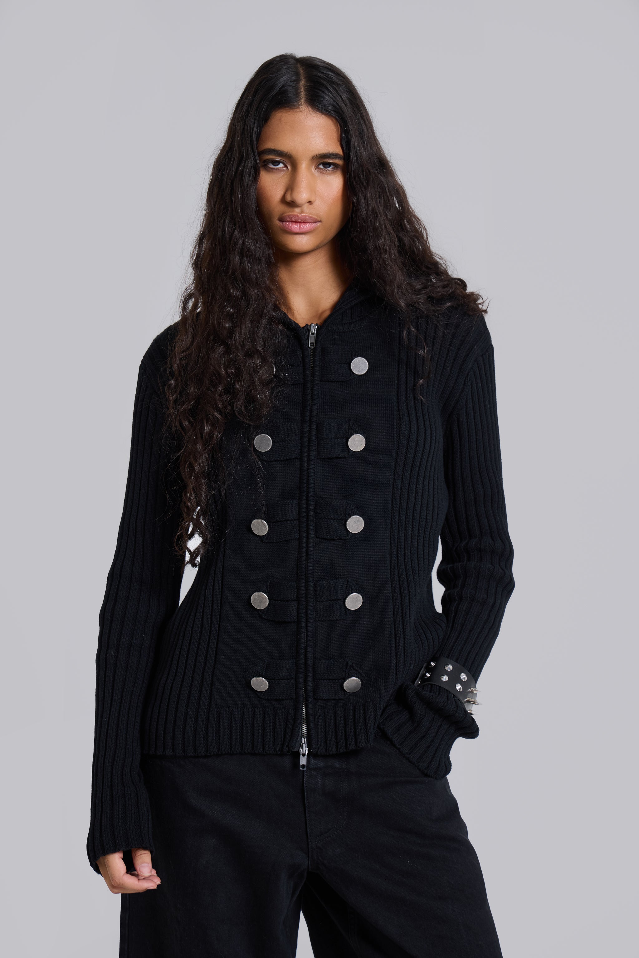 Hooded Military Knit Jumper