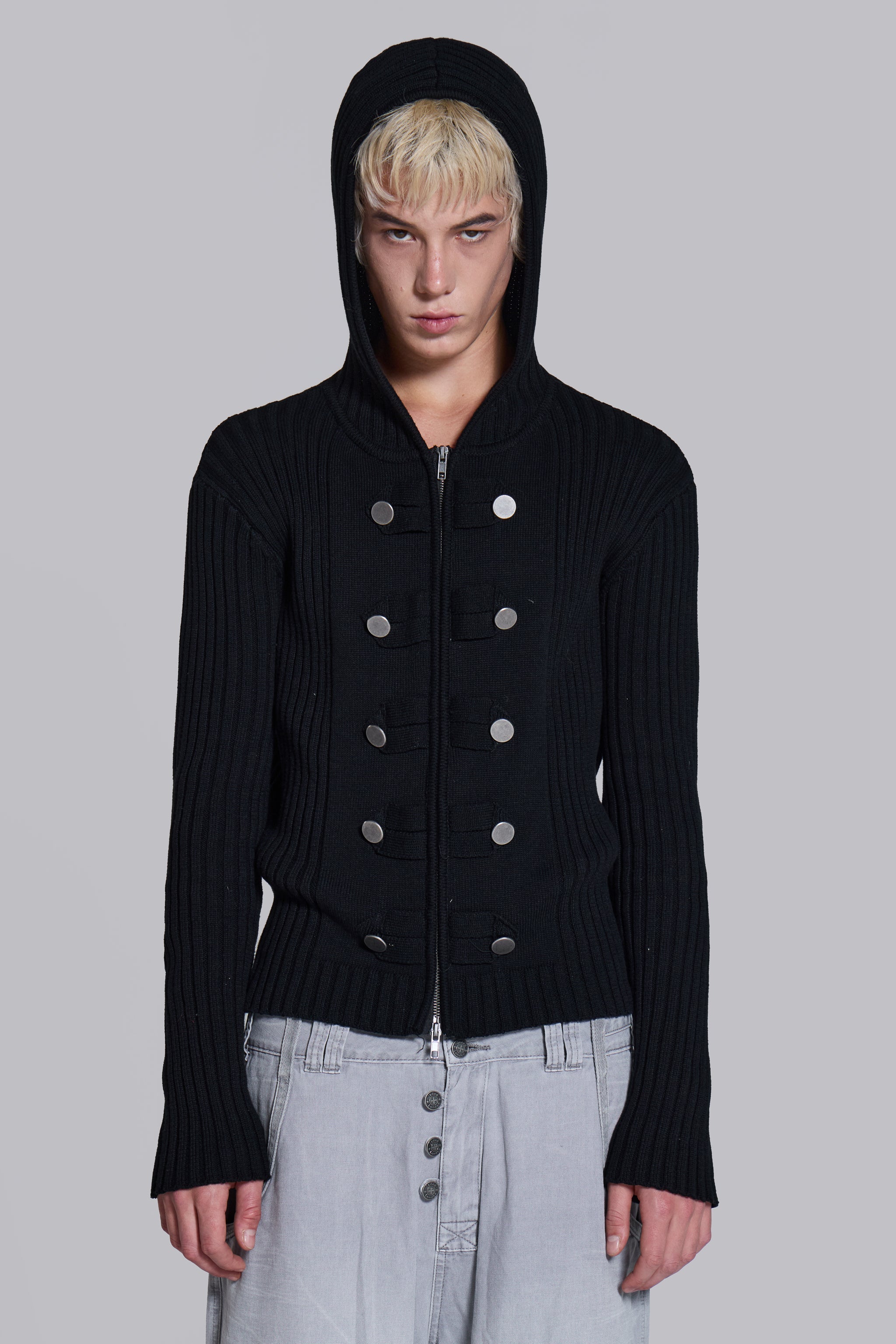 Hooded Military Knit Jumper