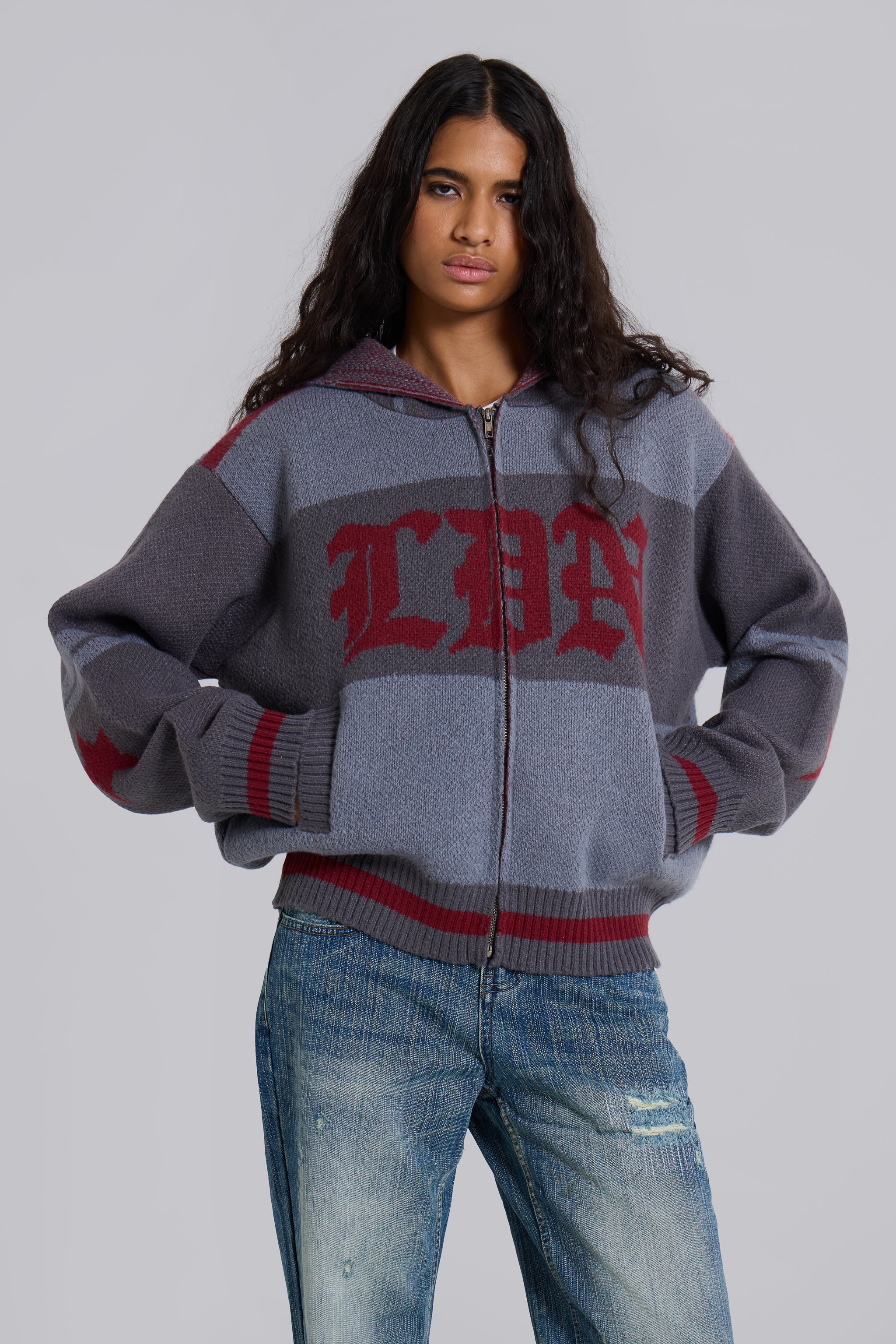 LDN Knitted Zip-Up Hoodie