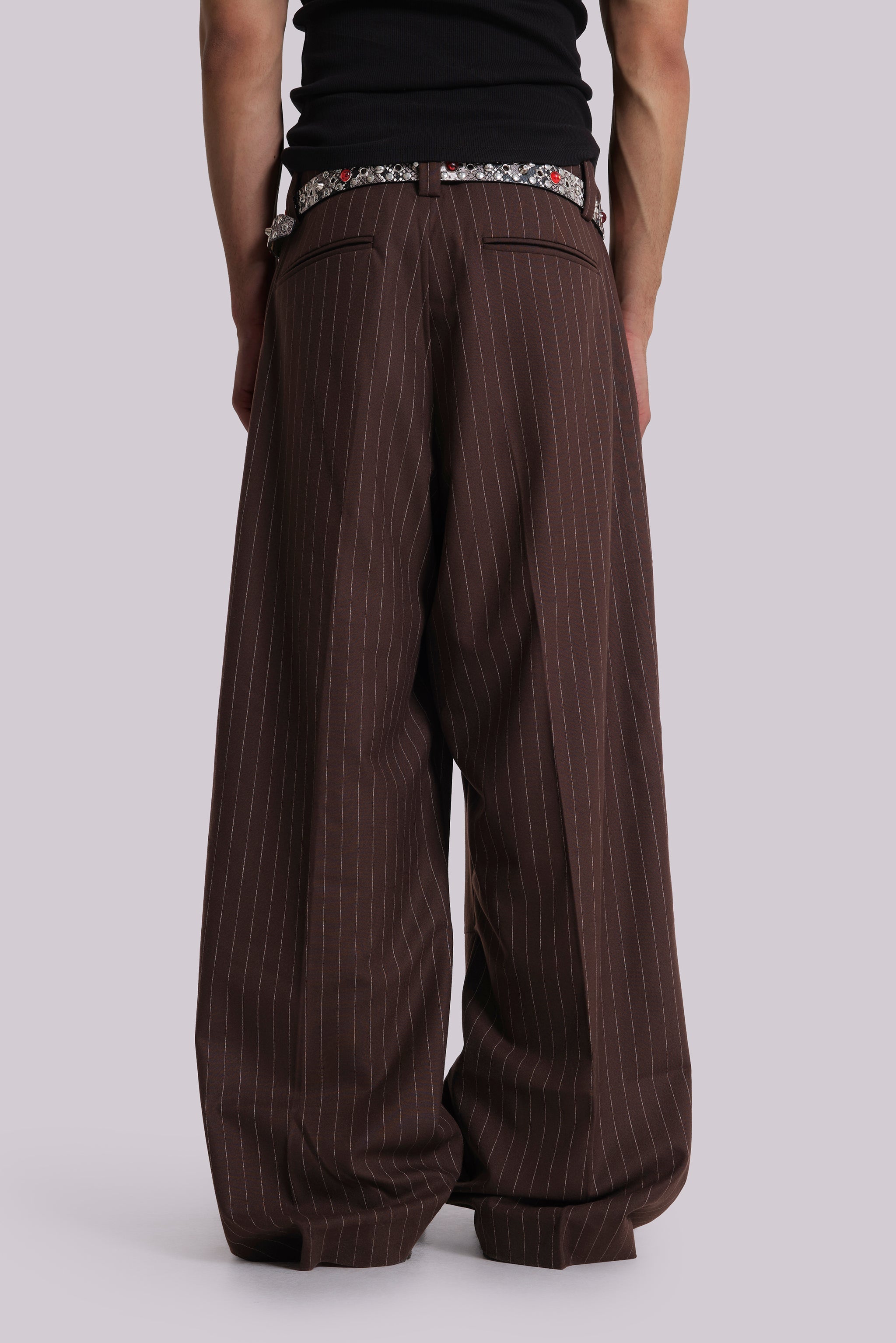 Chocolate Brown Pinstripe Goliath Suit Pants