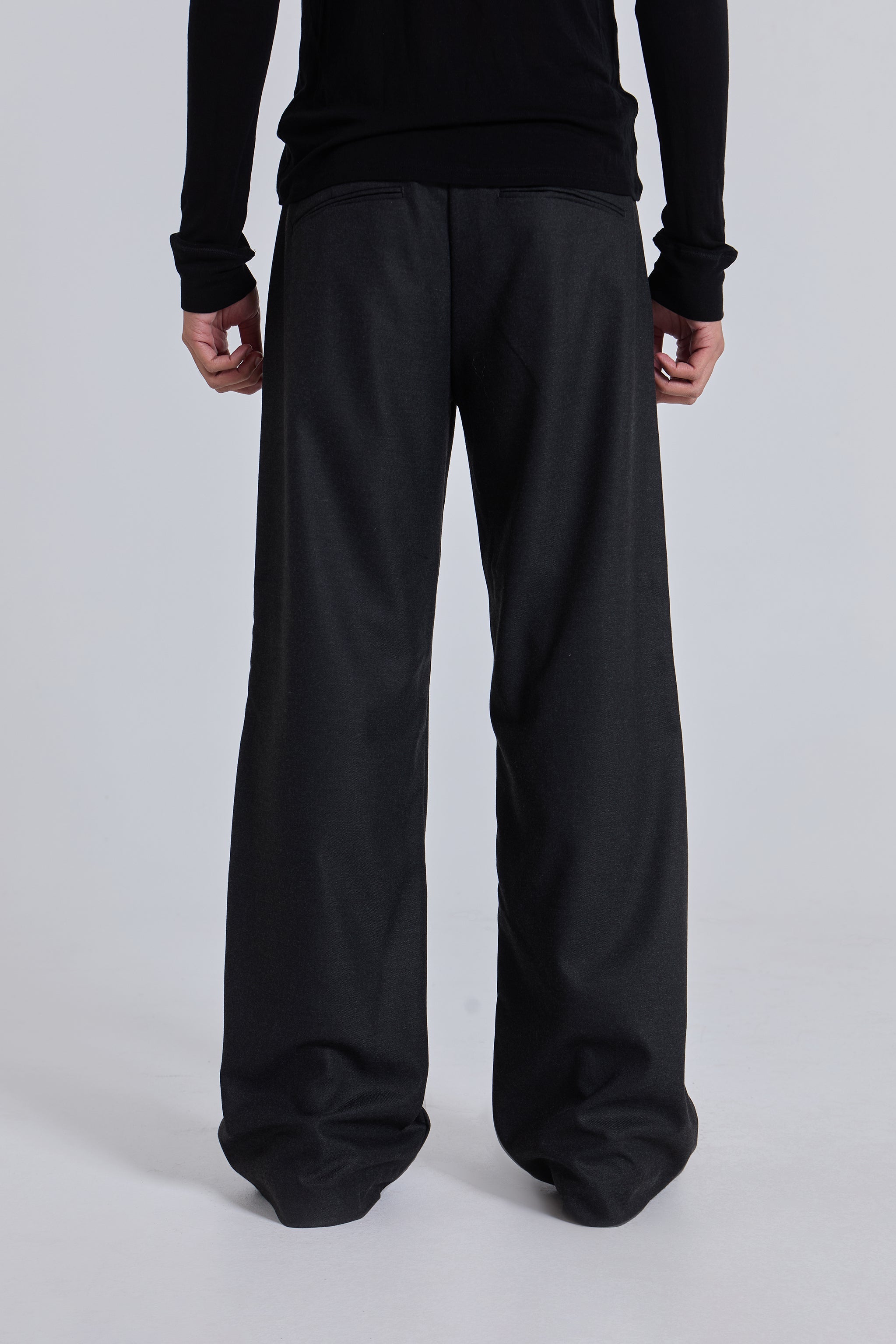 Charcoal Stacked Straight Suit Pants