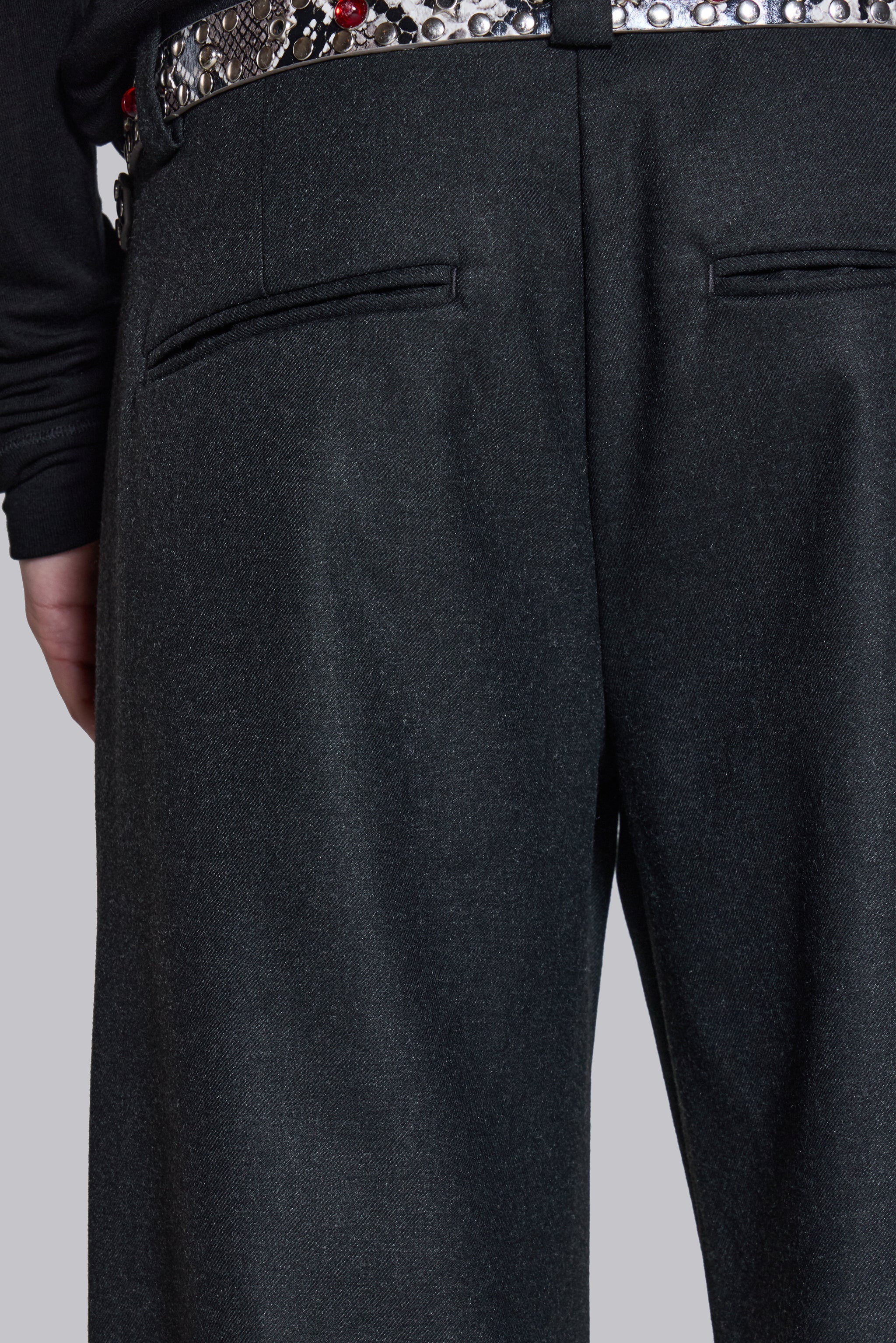 Charcoal Stacked Straight Suit Pants