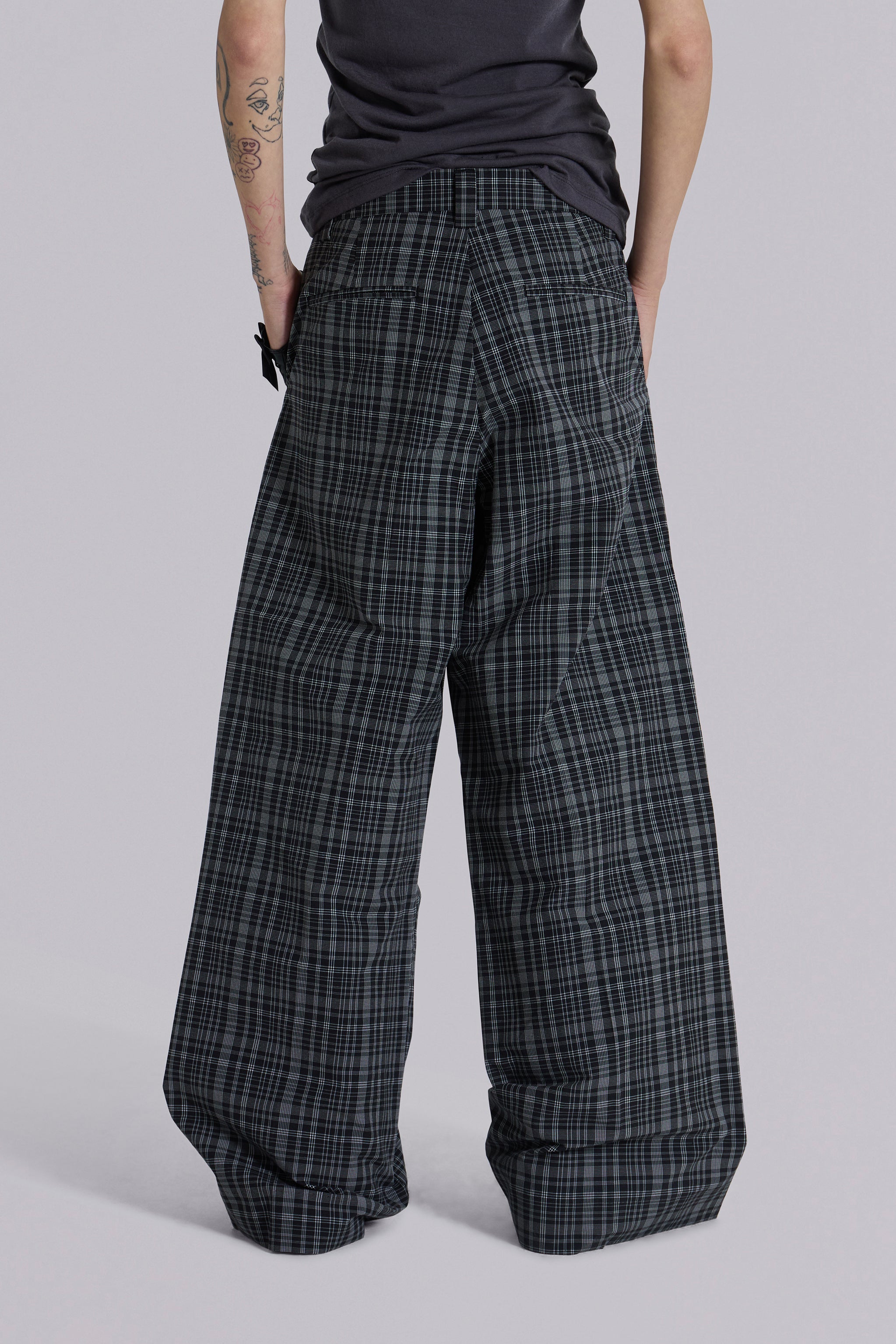 Black Check Goliath Suit Trousers