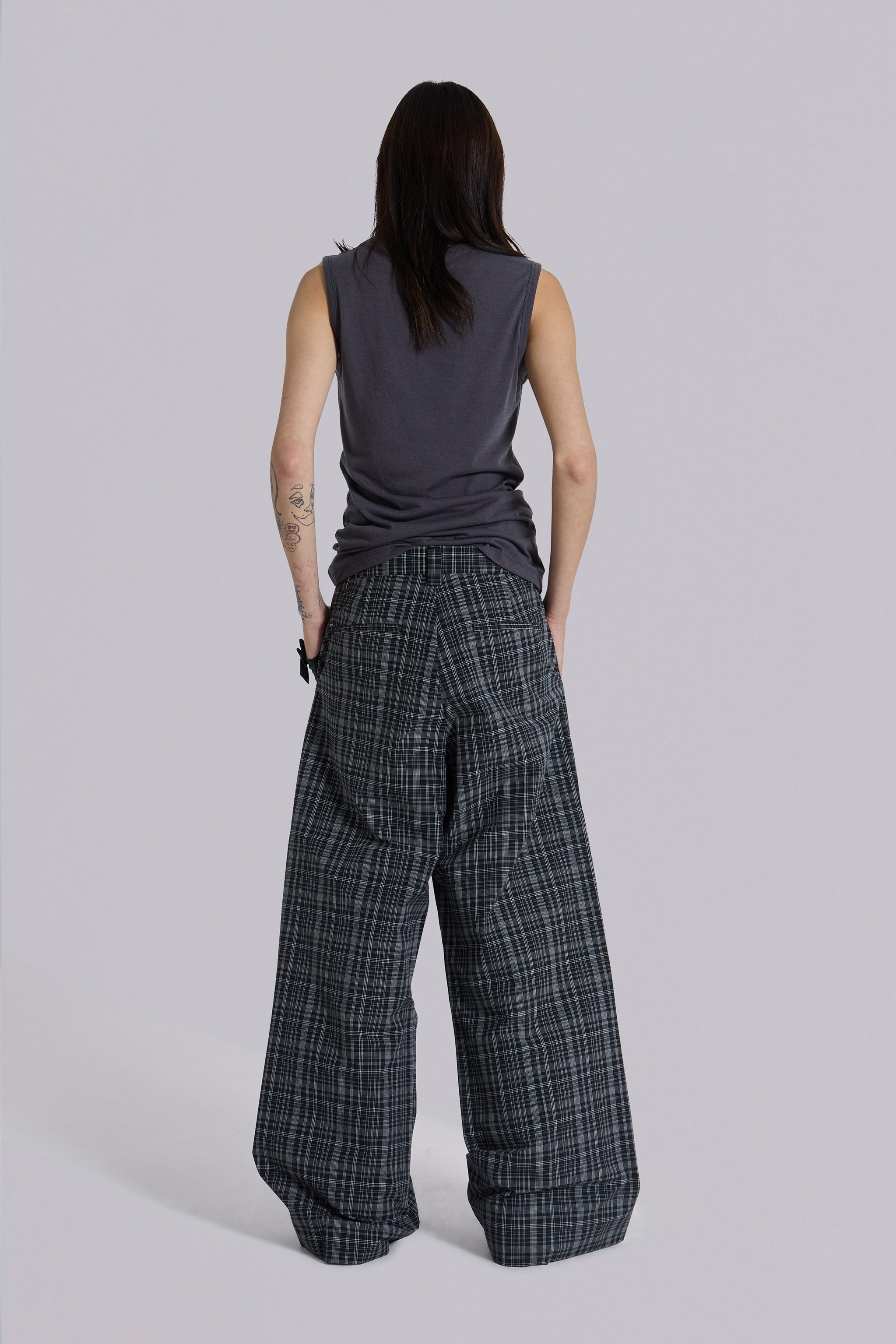 Black Check Goliath Suit Trousers