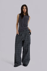 Black Check Goliath Suit Trousers