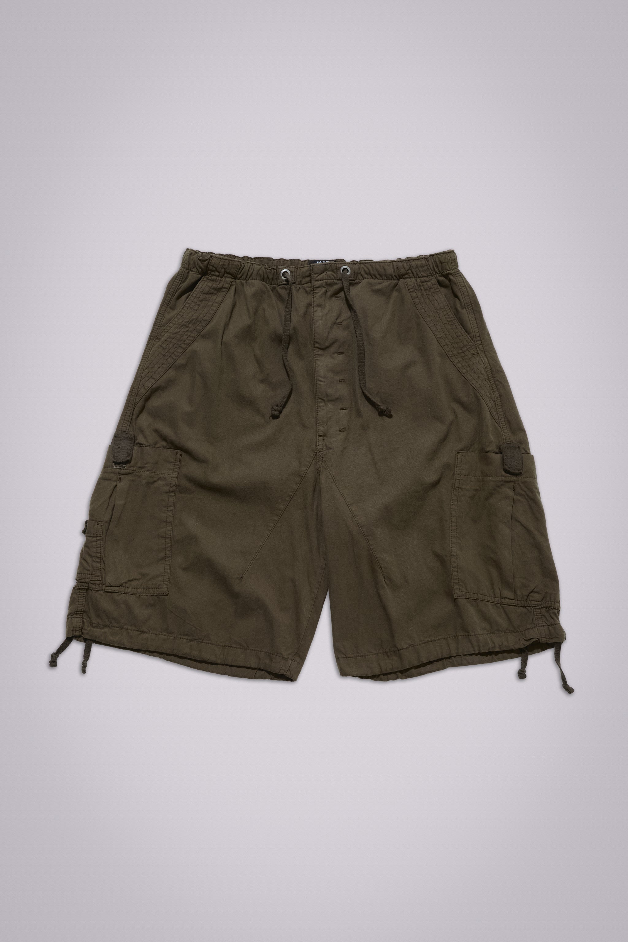 Khaki Parachute Cargo Baggy Shorts
