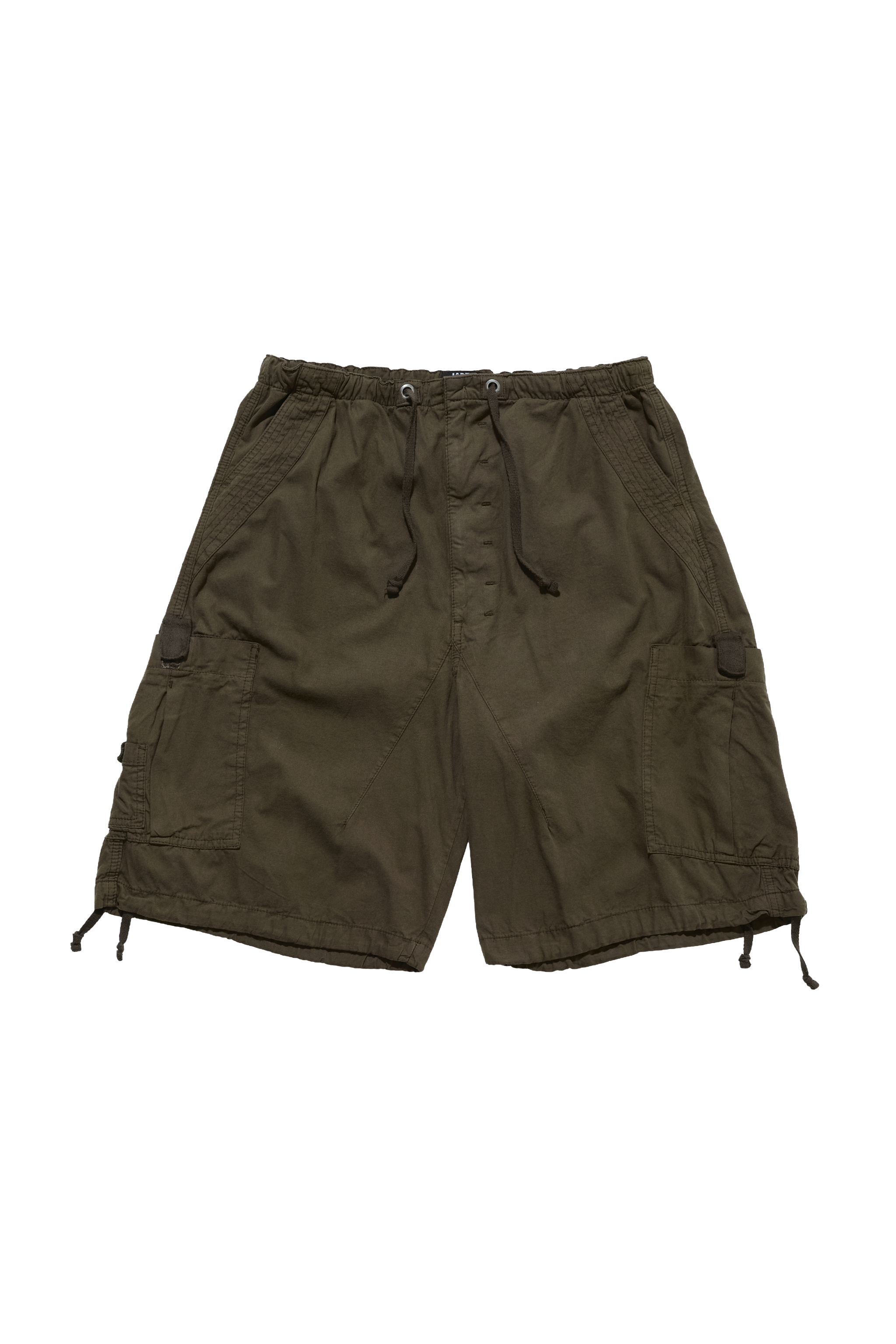 Khaki Parachute Cargo Baggy Shorts