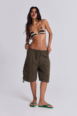 Khaki Parachute Cargo Shorts