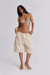 Ecru Parachute Cargo Shorts