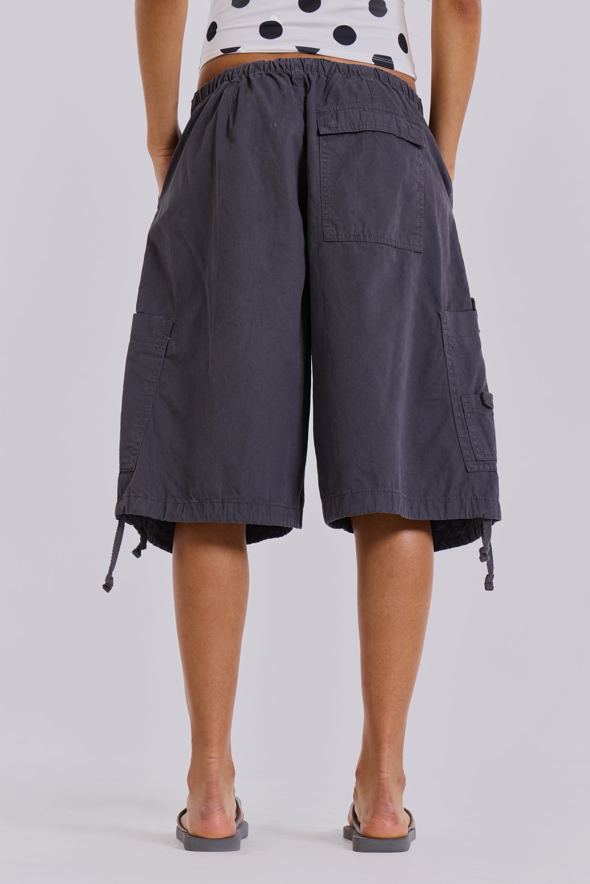 Vintage Grey Parachute Cargo Shorts