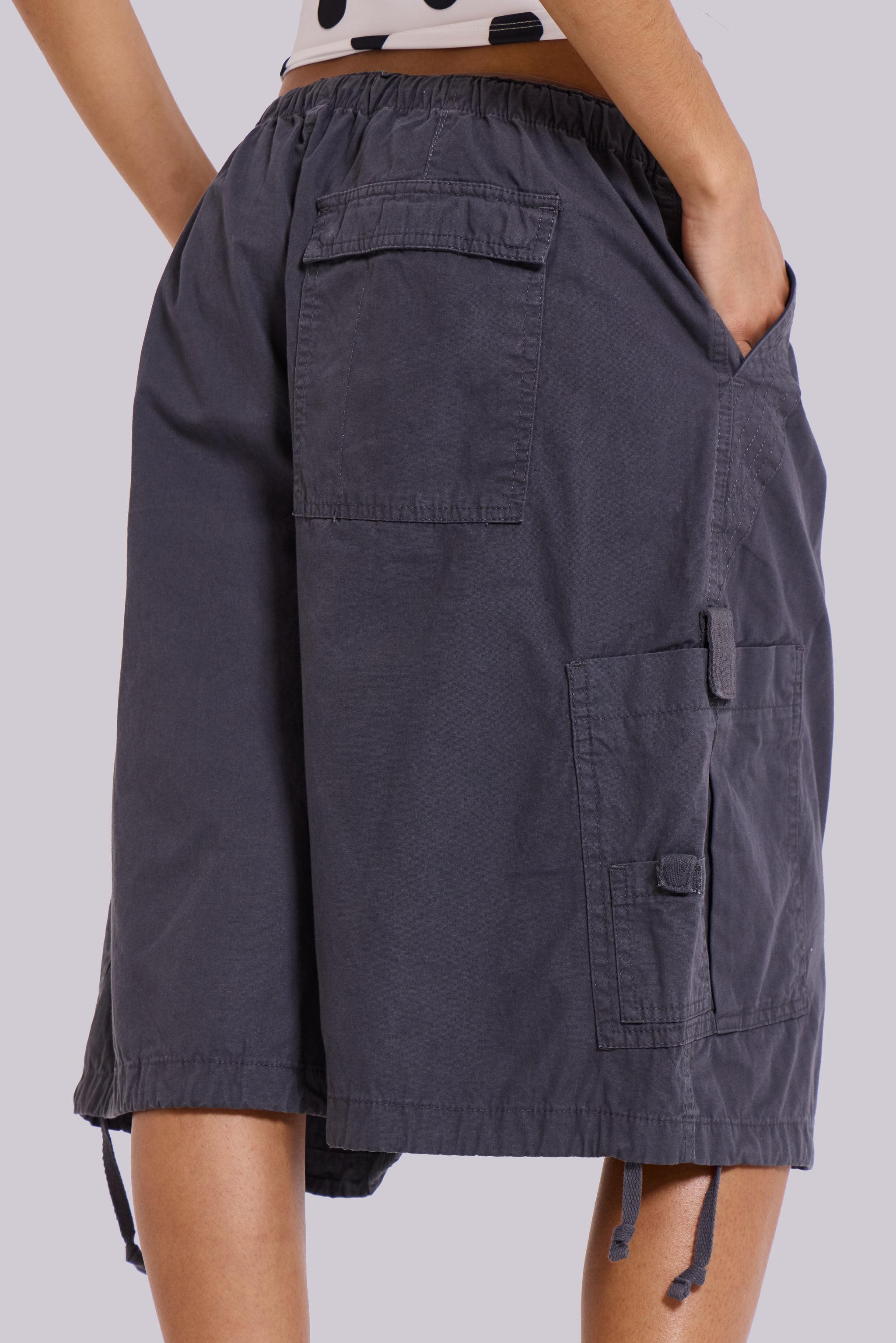Vintage Grey Parachute Cargo Shorts
