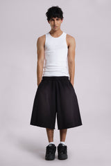 Washed Black Monster Jogger Baggy Shorts