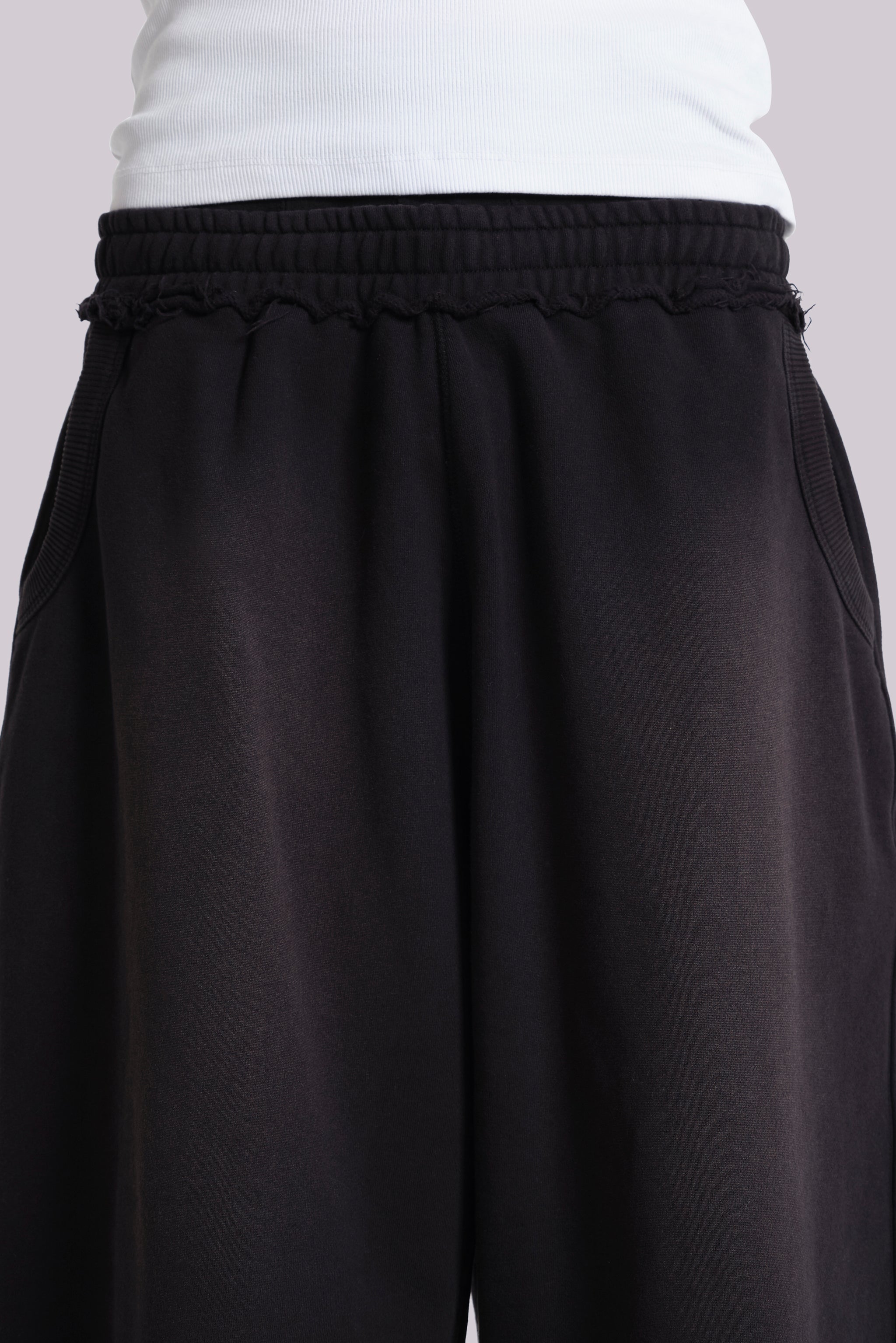 Washed Black Monster Jogger Baggy Shorts