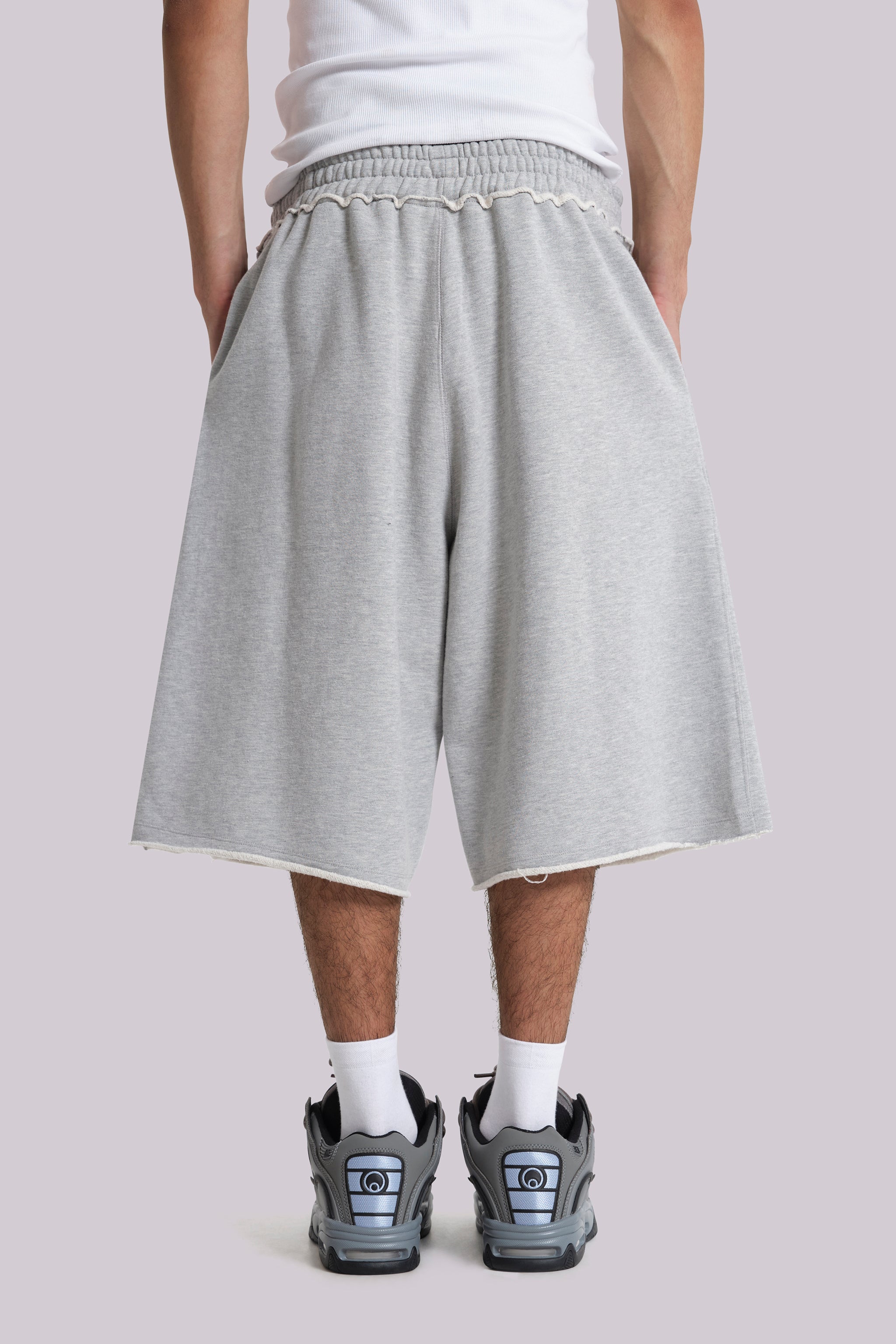 Grey Marl Monster Jogger Baggy Shorts