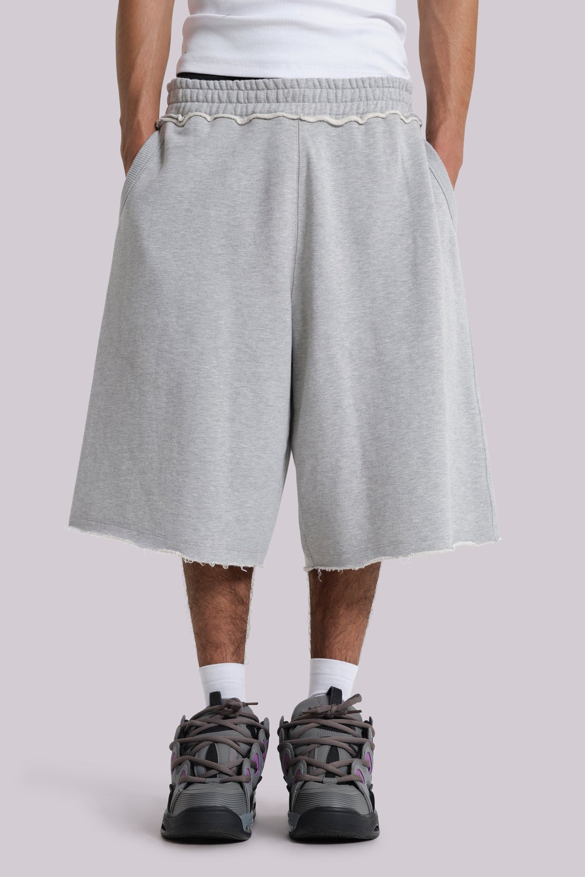 Grey Marl Monster Jogger Baggy Shorts