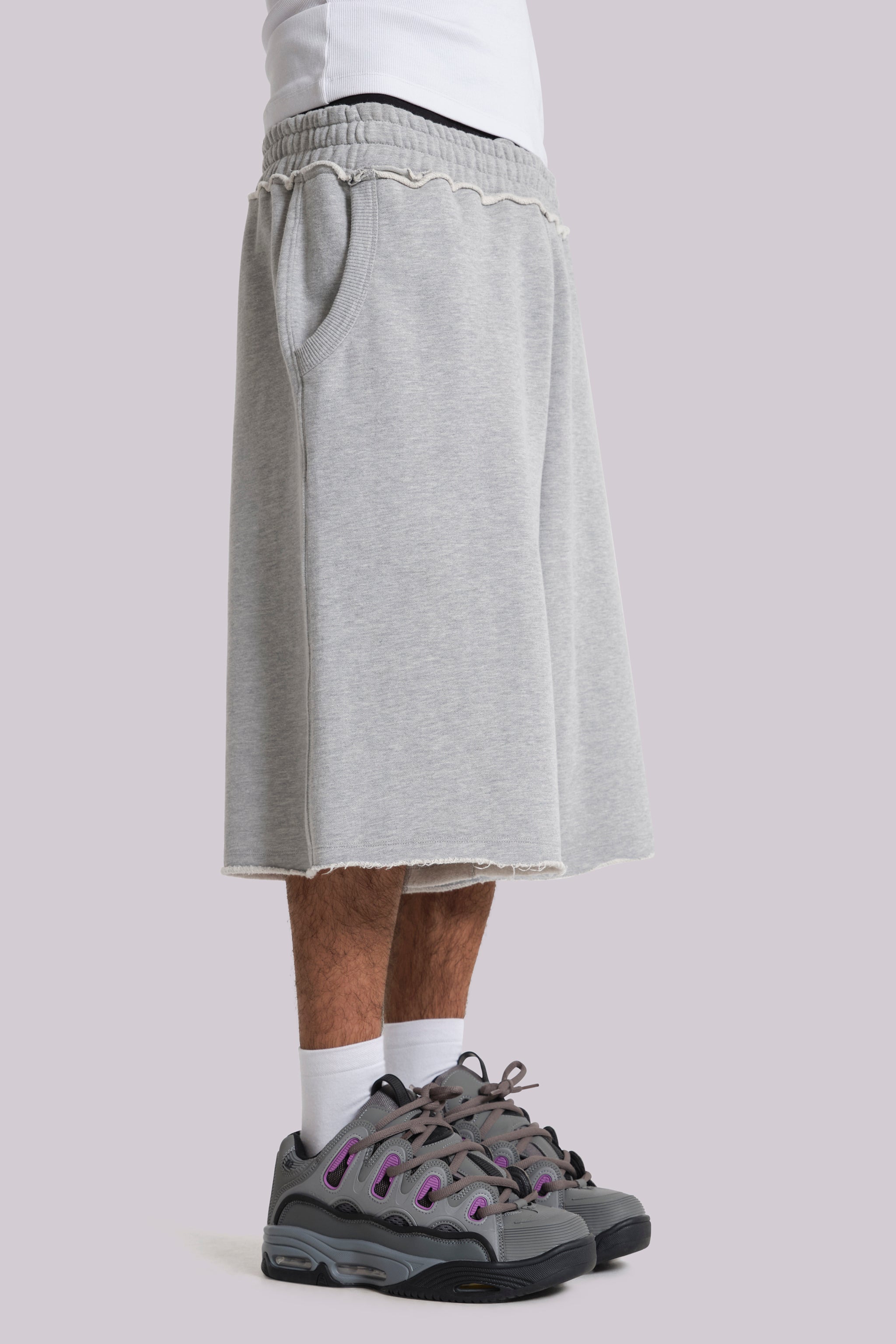 Grey Marl Monster Jogger Baggy Shorts