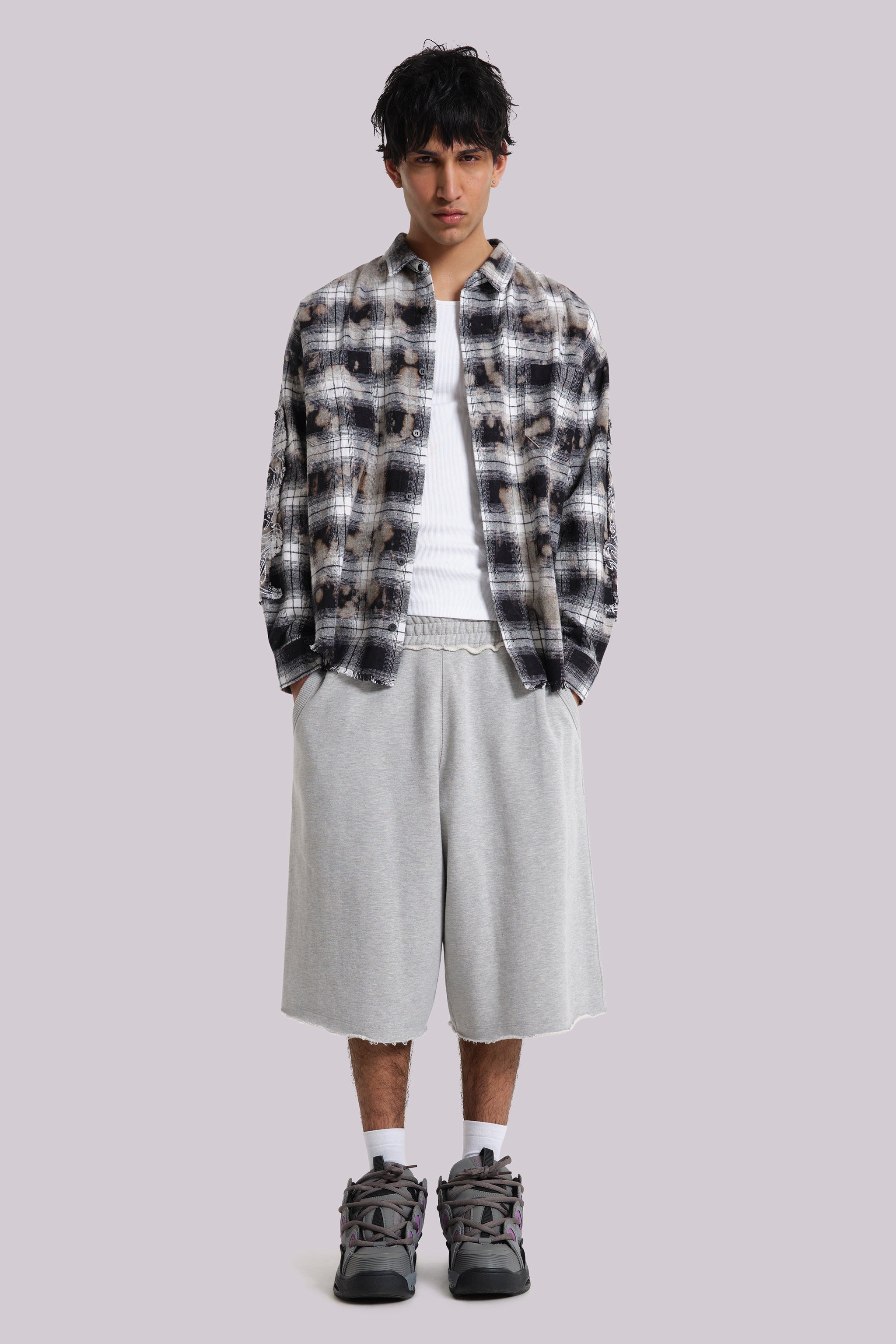 Grey Marl Monster Jogger Baggy Shorts