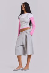 Lexie Triple Layer Long Sleeve Top in Grey Marl