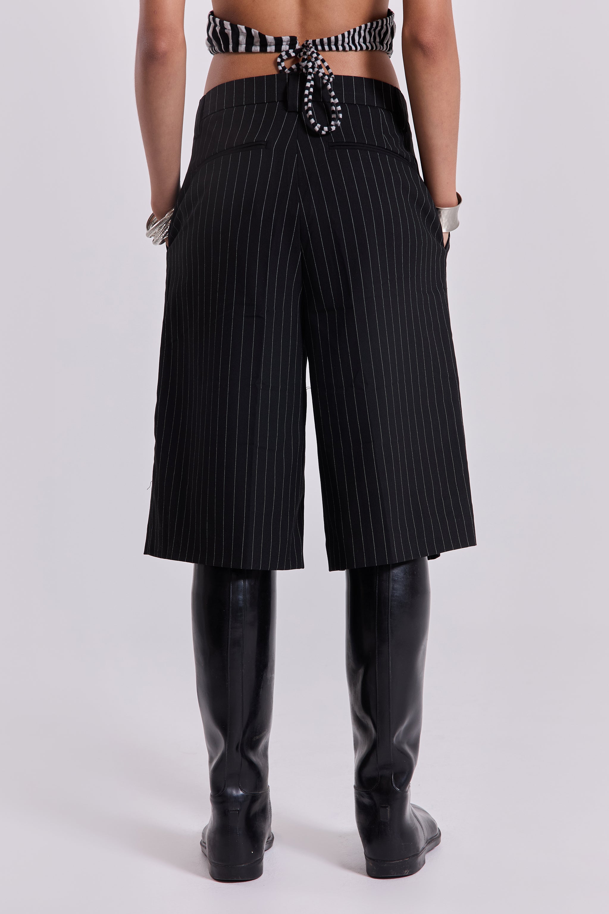 Black Pinstripe Goliath Shorts