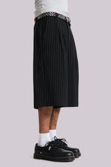 Black Pinstripe Goliath Baggy Shorts