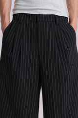 Black Pinstripe Goliath Baggy Shorts