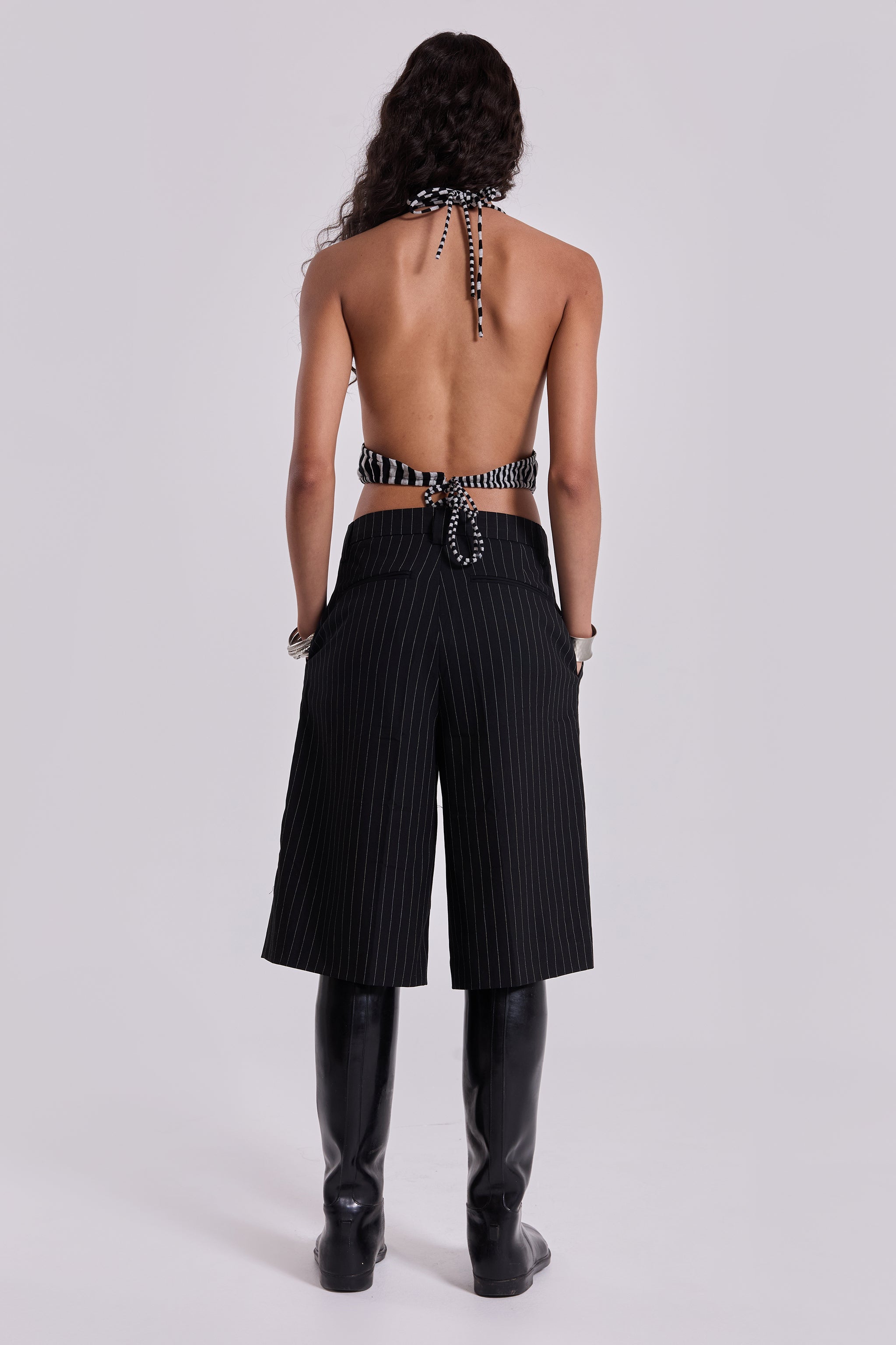 Black Pinstripe Goliath Shorts