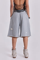 Grey Distressed Monster Shorts