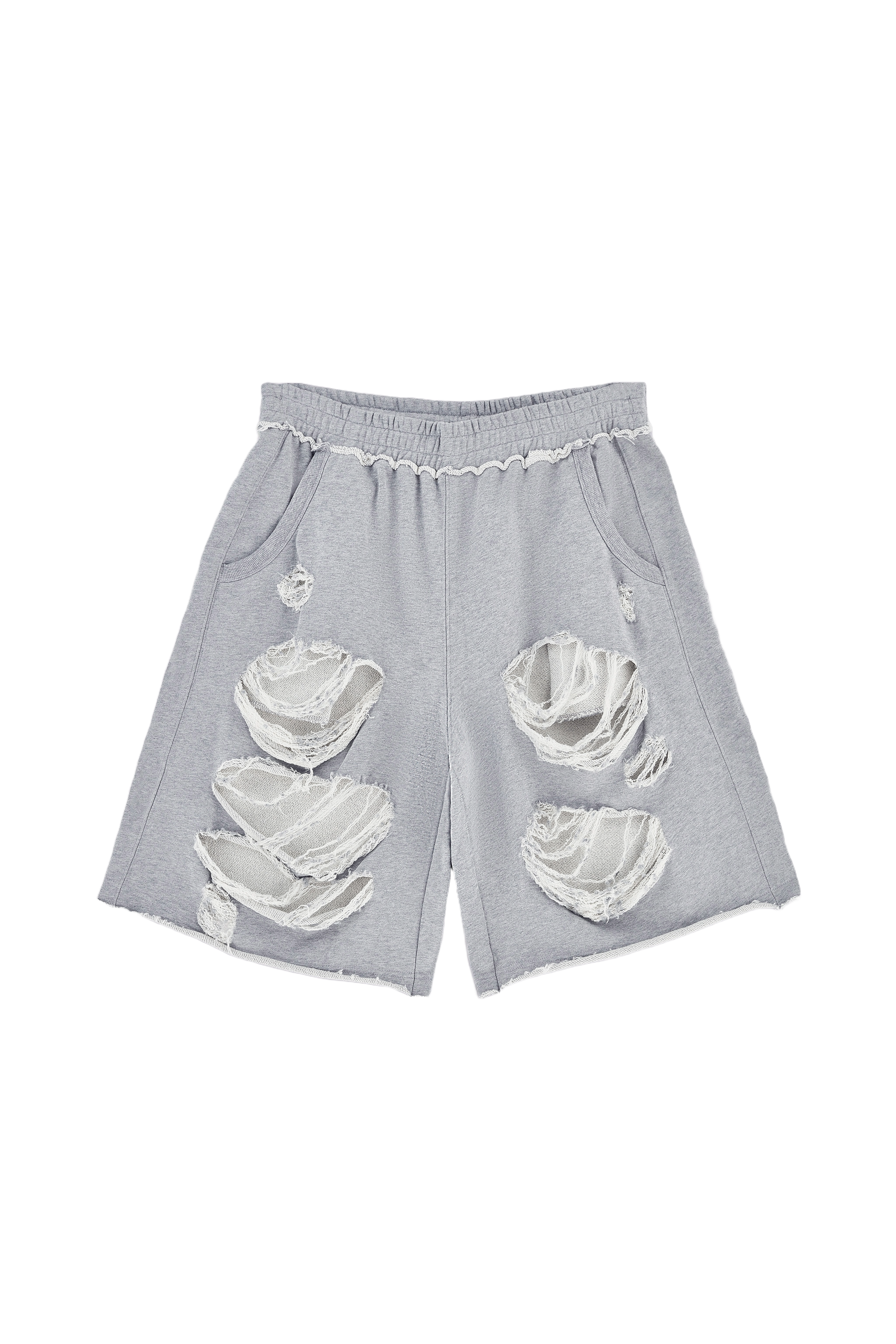 Grey Distressed Monster Shorts