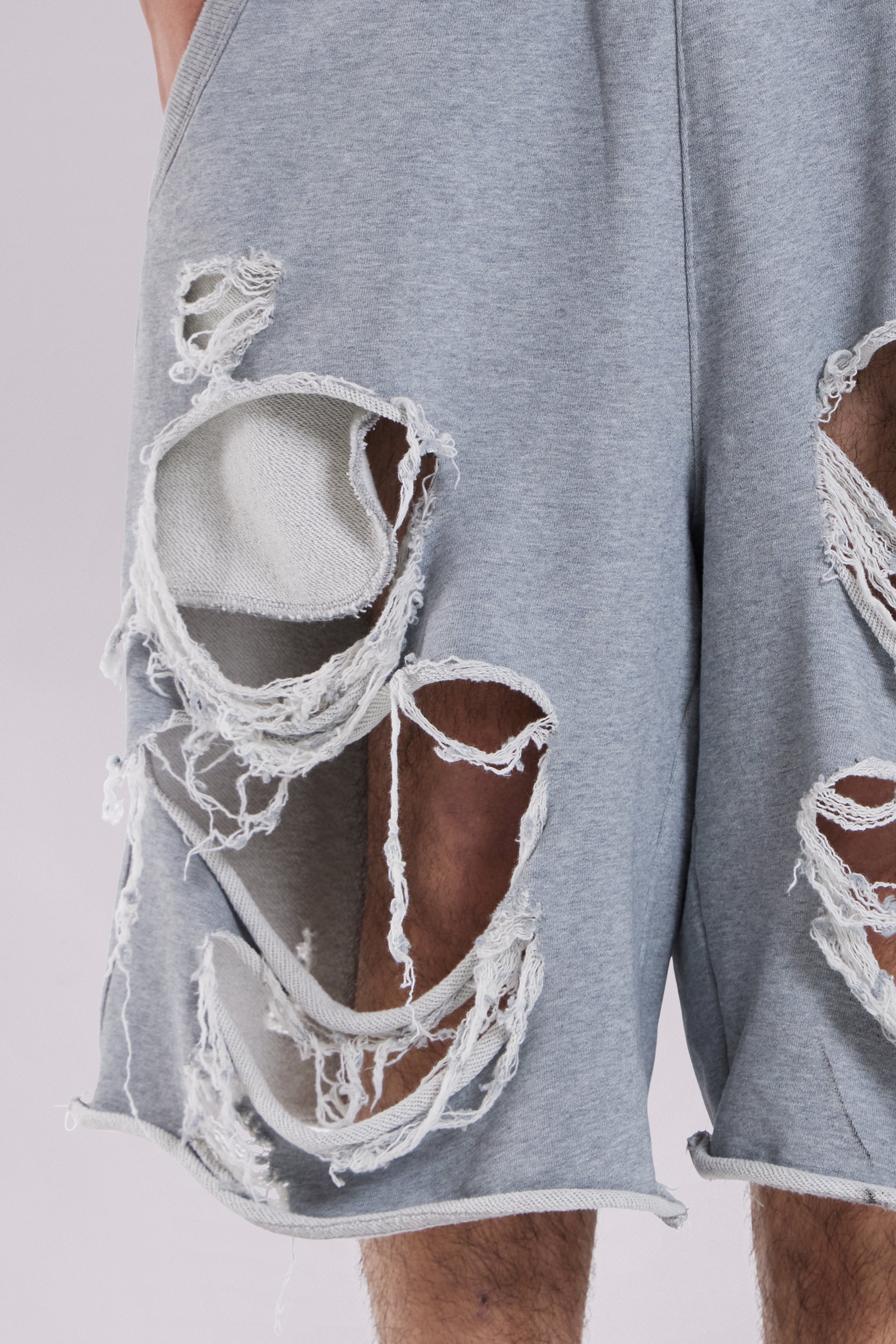 Grey Distressed Monster Shorts